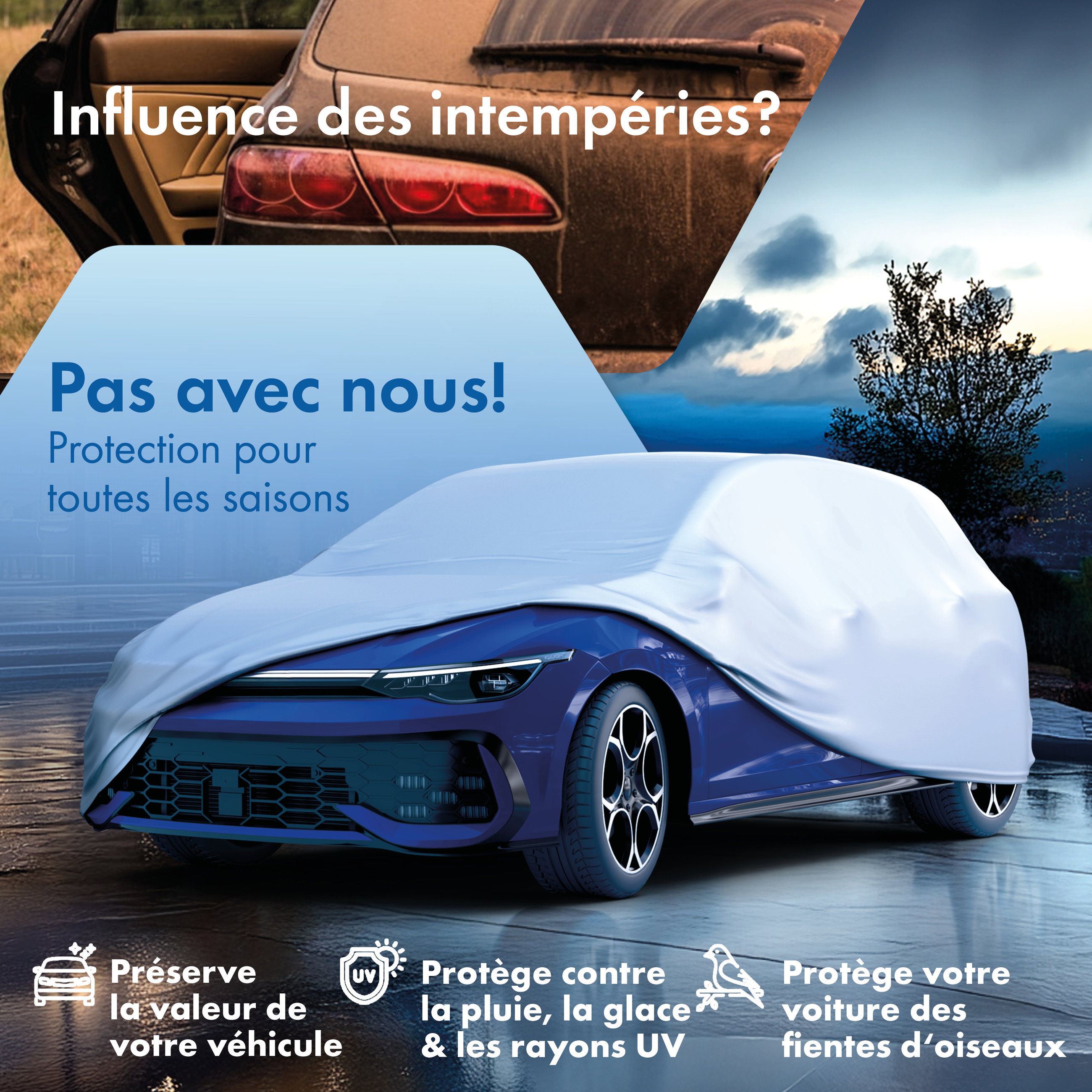 Bâche voiture, bâche de voiture garage complet taille M argent
