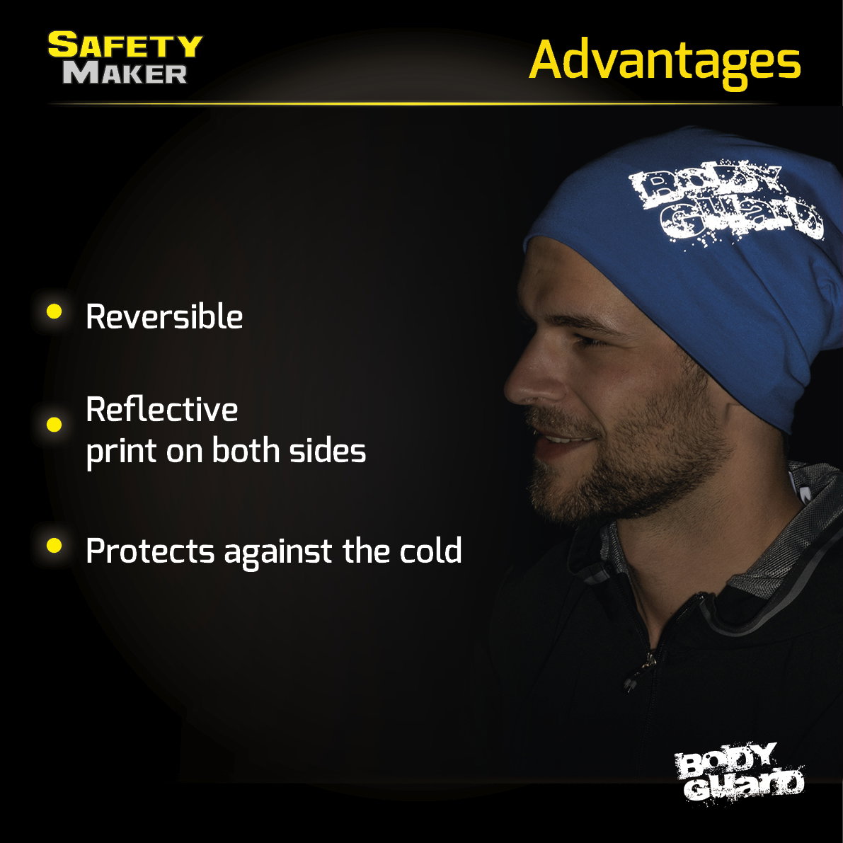 bonnet réversible, casquette, casquette de sport réfléchissante bleu-argent