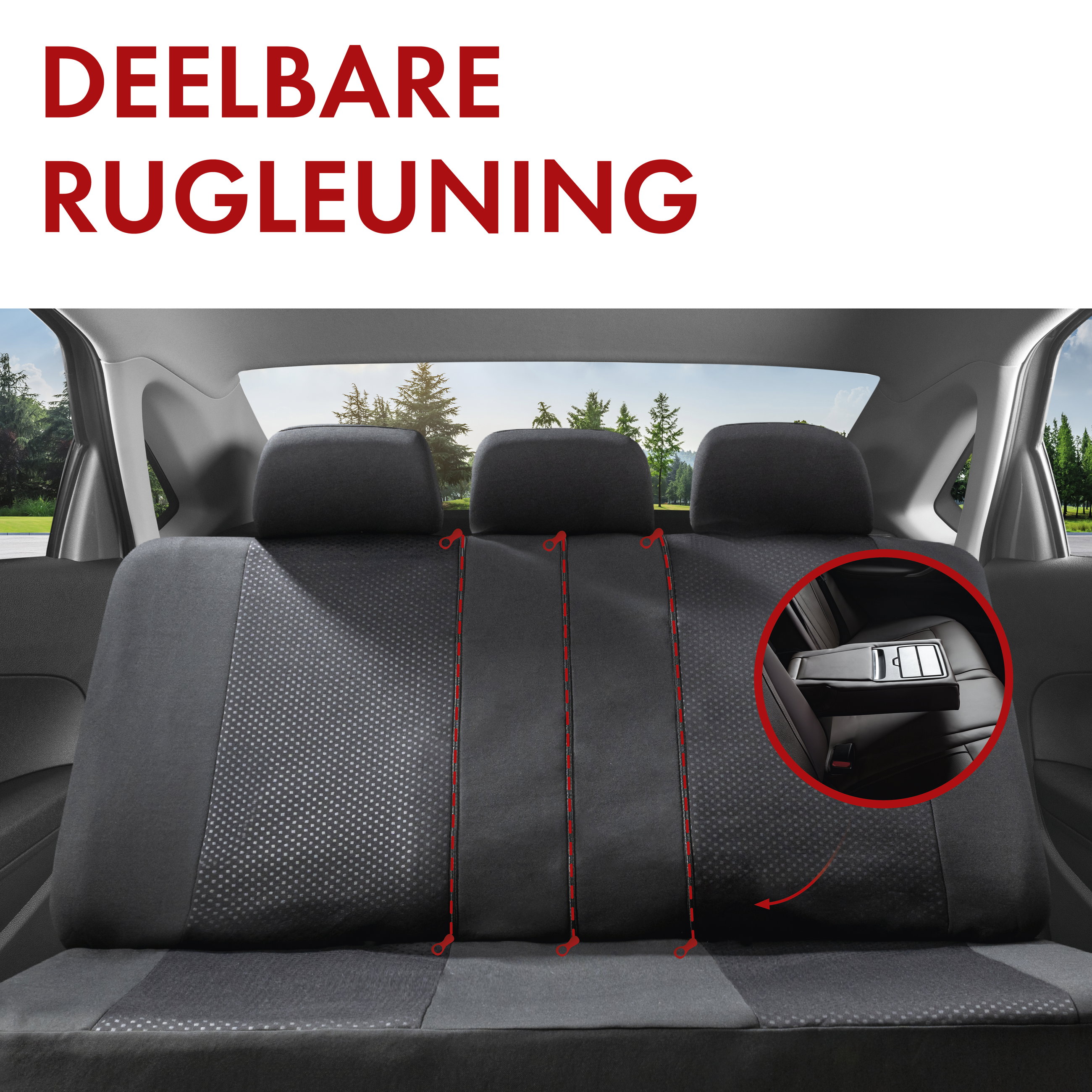 Autostoelbekleding Tratto met Zipper ZIPP-IT, Autostoelhoes set, 2 stoelbeschermer voor voorstoel, 1 stoelbeschermer voor achterbank zwart