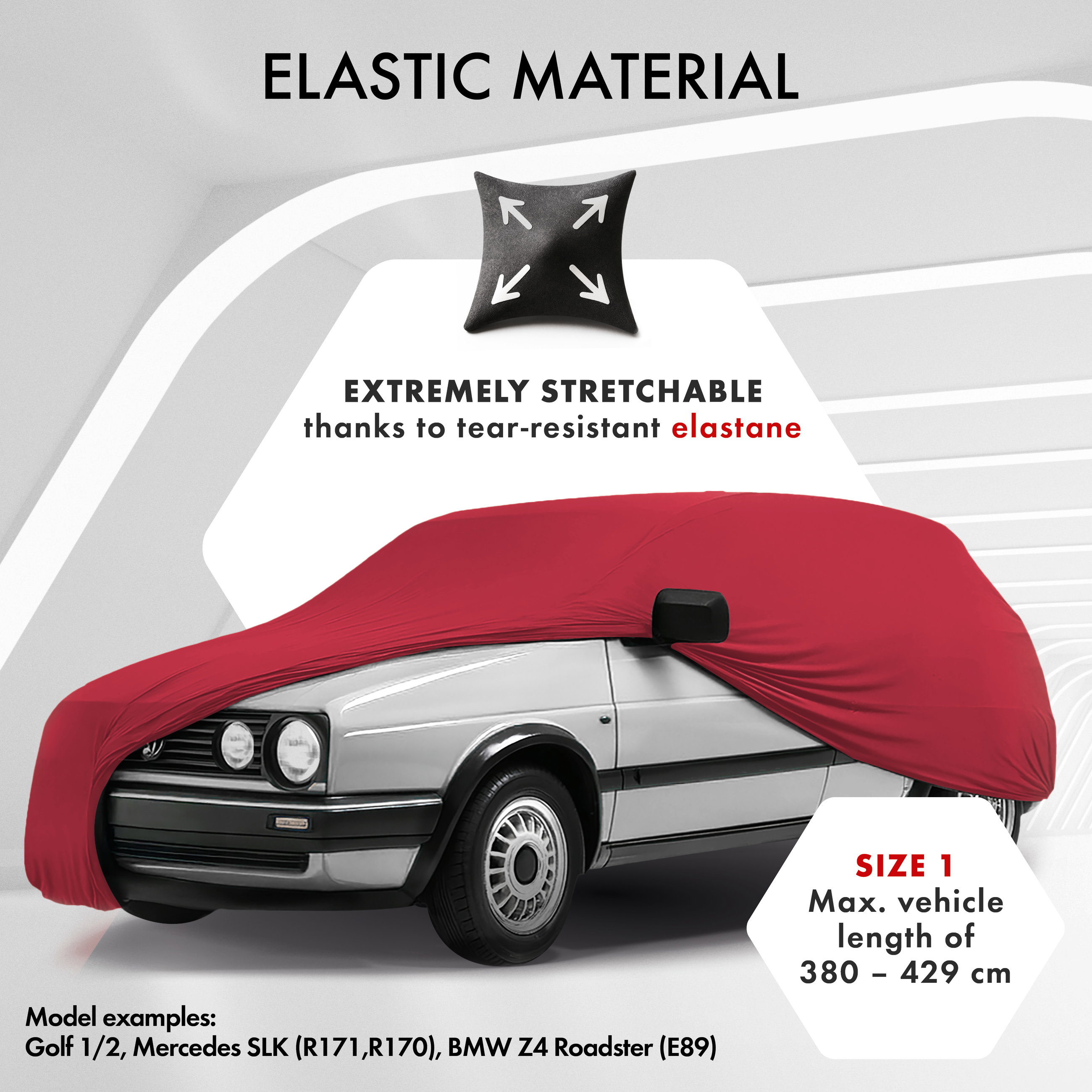 Car cover Indoor Stretch Plus size 1 car red