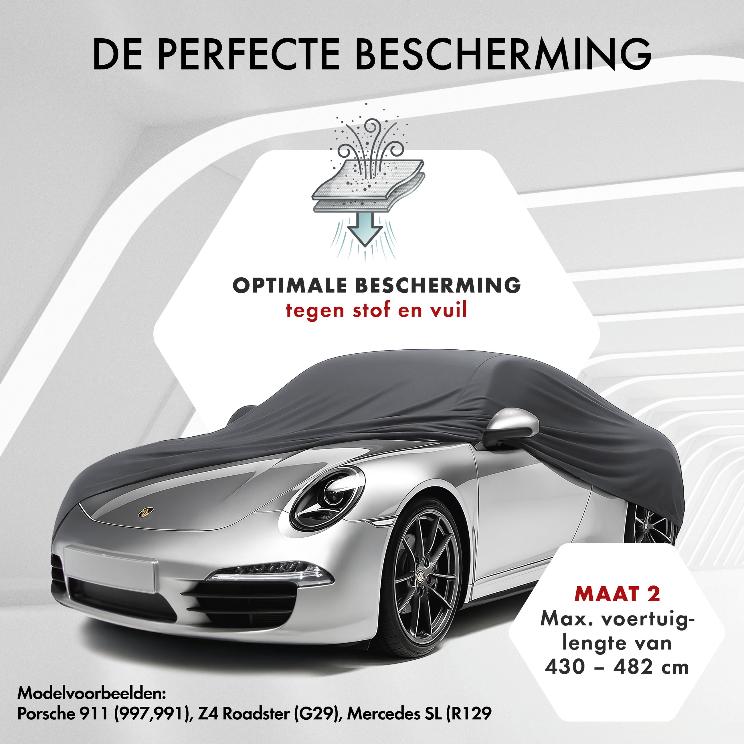 Overtrek Indoor Stretch Maat 2 Auto antraciet