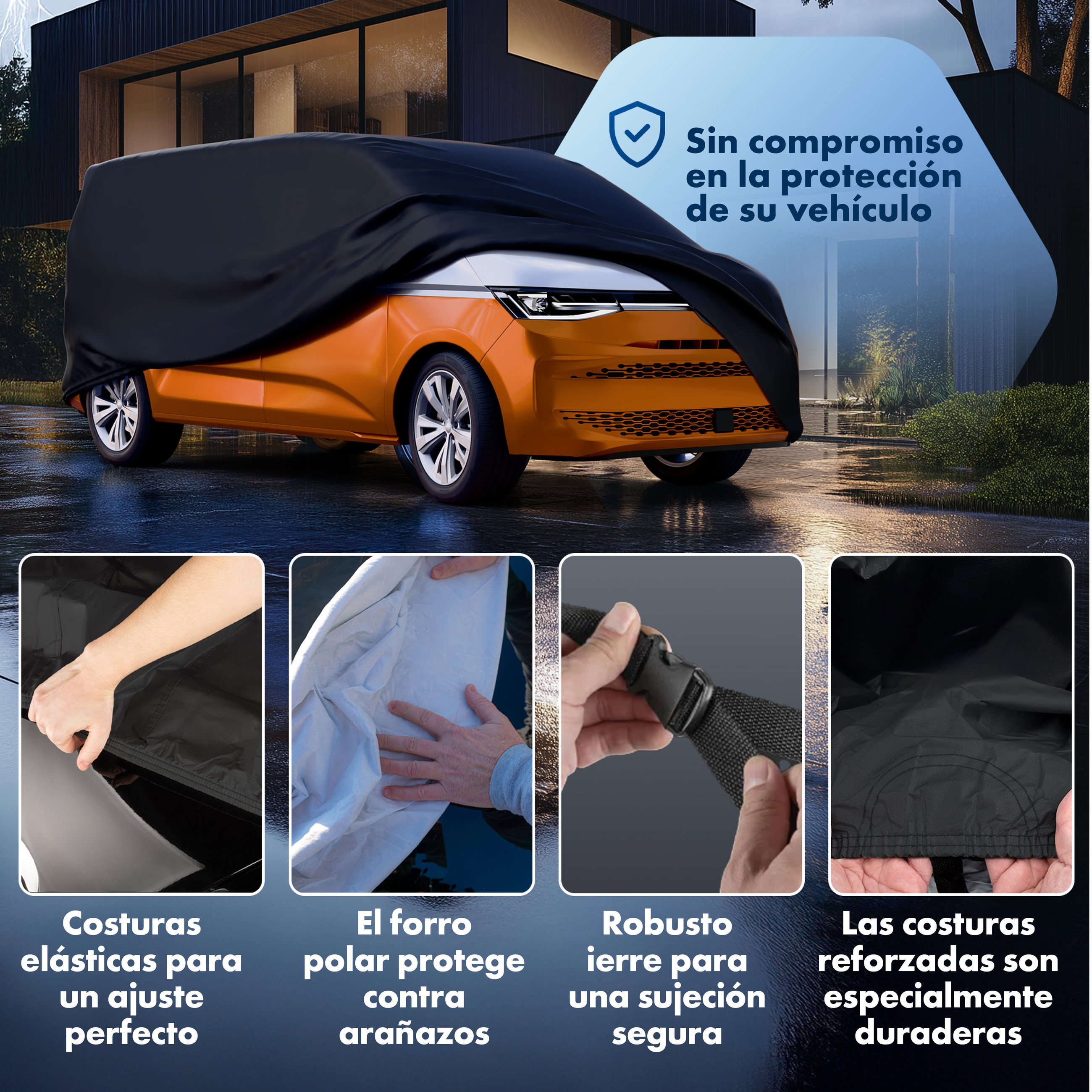 Cubierta protectora de coche All Weather, funda para furgoneta negro, funda de coche talla 11 autobús