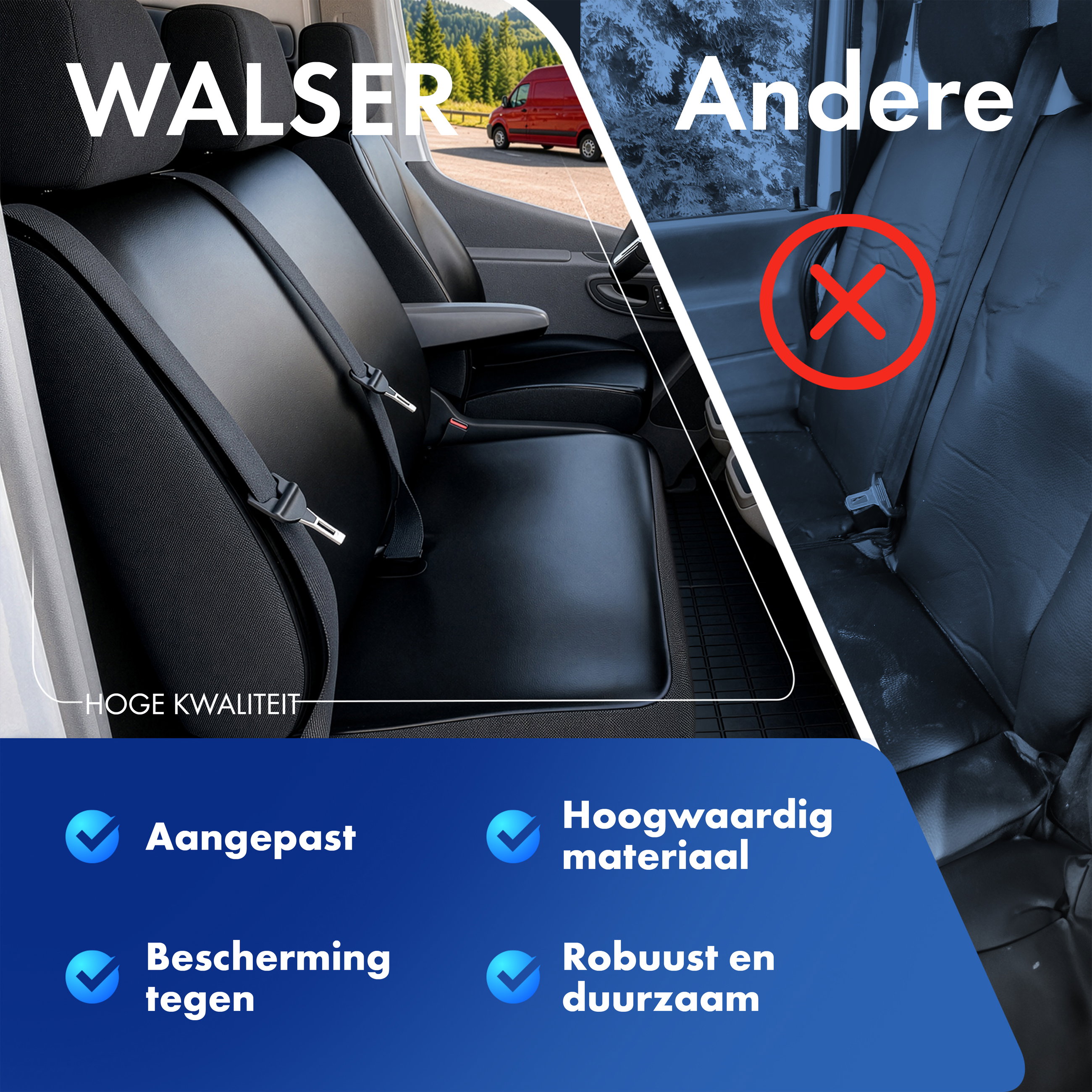 Autostoelhoes Transporter Fit Kunstleer antraciet geschikt voor Mercedes-Benz V-Klasse 447, 1 enkele zitplaats voorpassagier (armleuninguitsparing links)