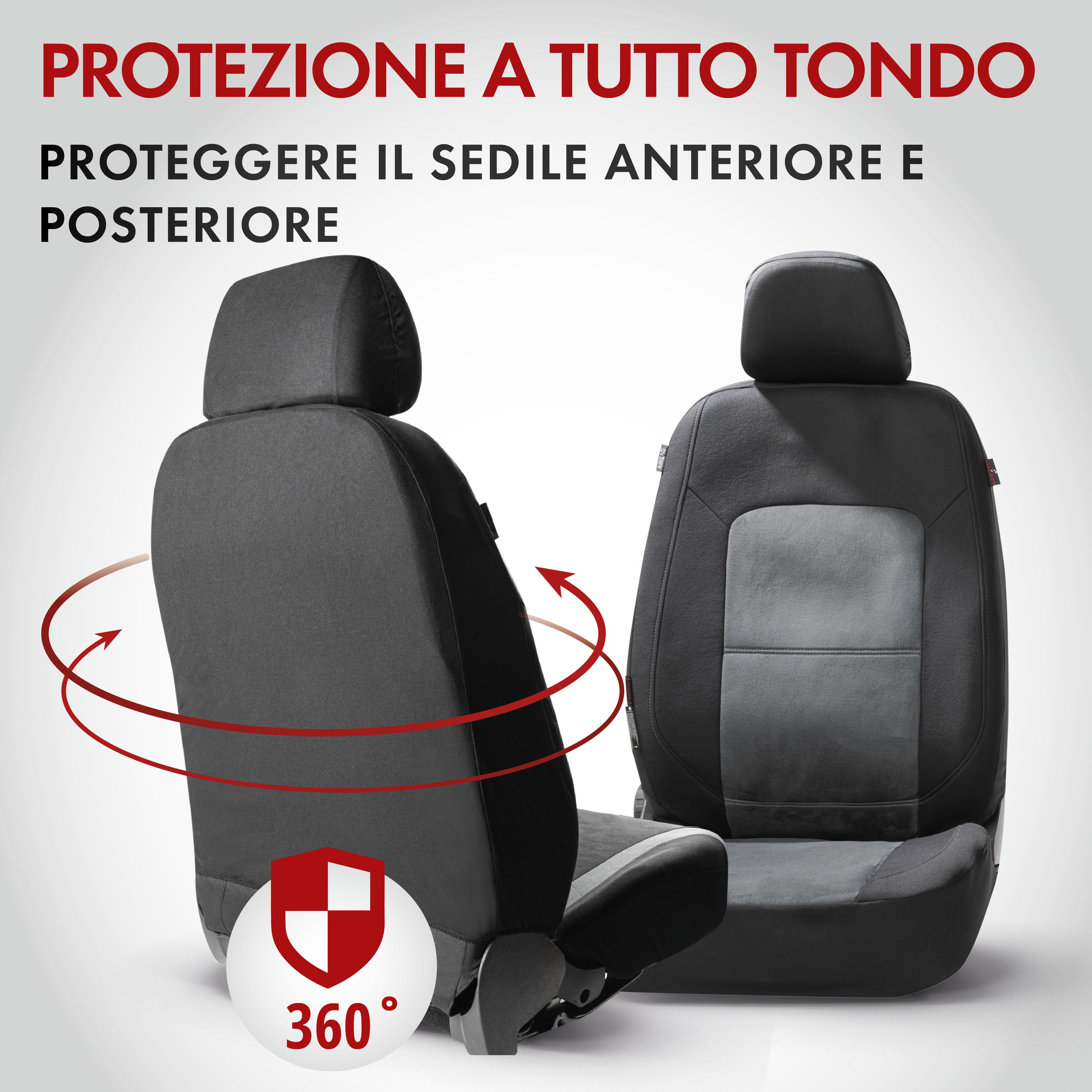 ZIPP IT Premium Coprisedili Ellington per due sedili anteriori con sistema di chiusura lampo nero/grigio