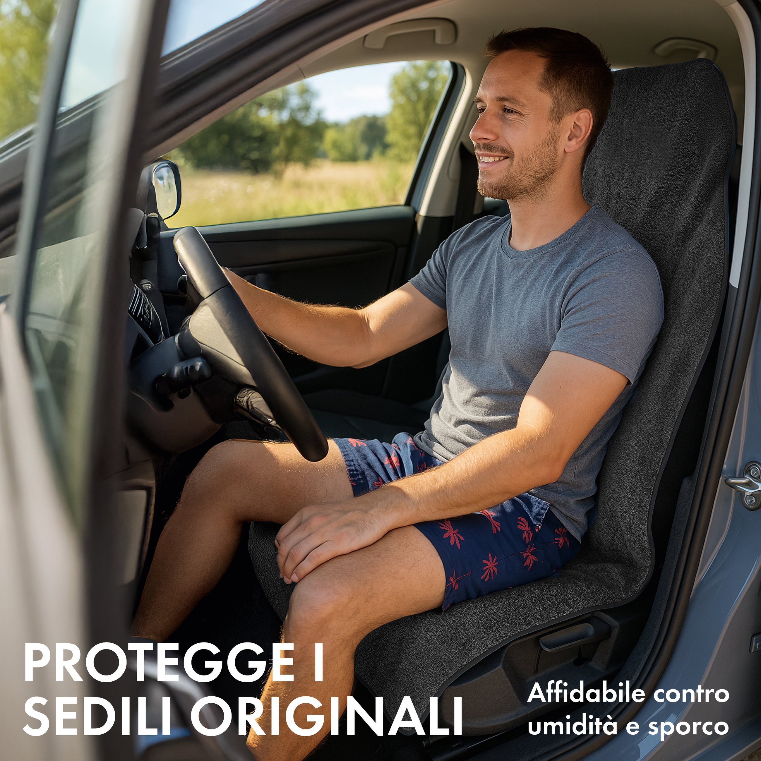 Coprisedile auto in spugna, protezione sedile lavabile nero, 2 pezzi