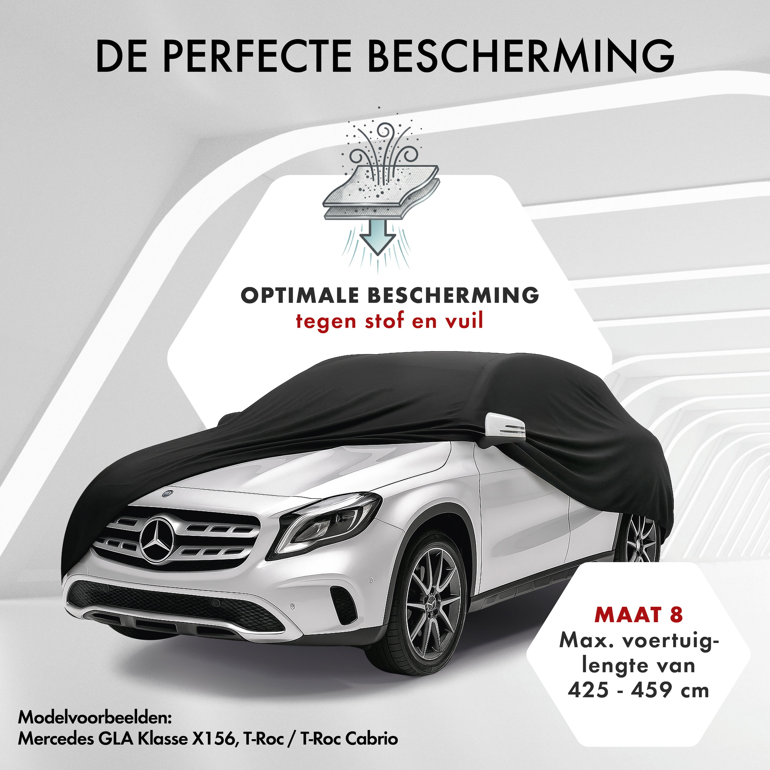 Overtrek Indoor Stretch Maat 8 SUV/VAN zwart