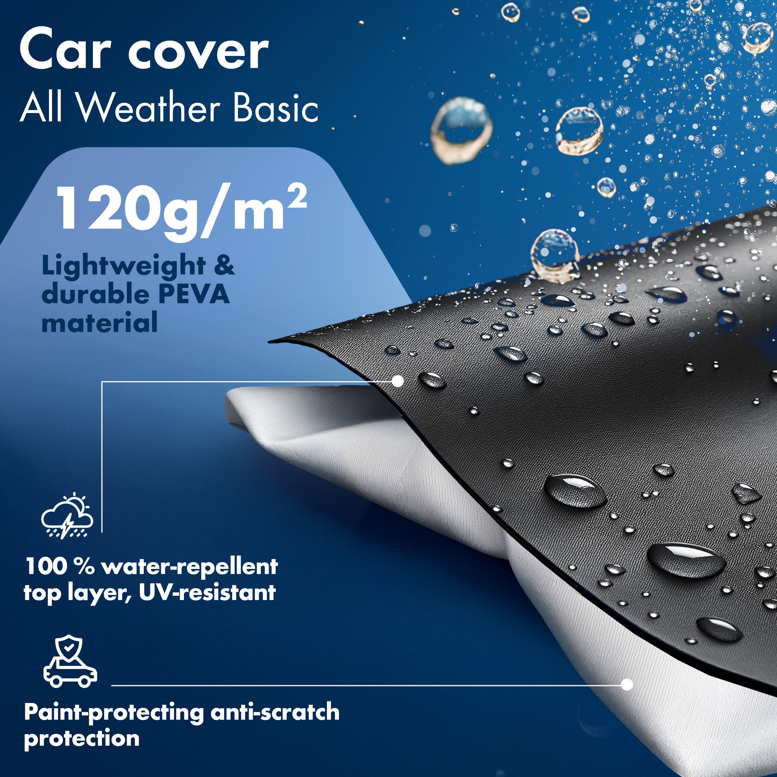Car cover All Weather, car cover full garage size 1 car black