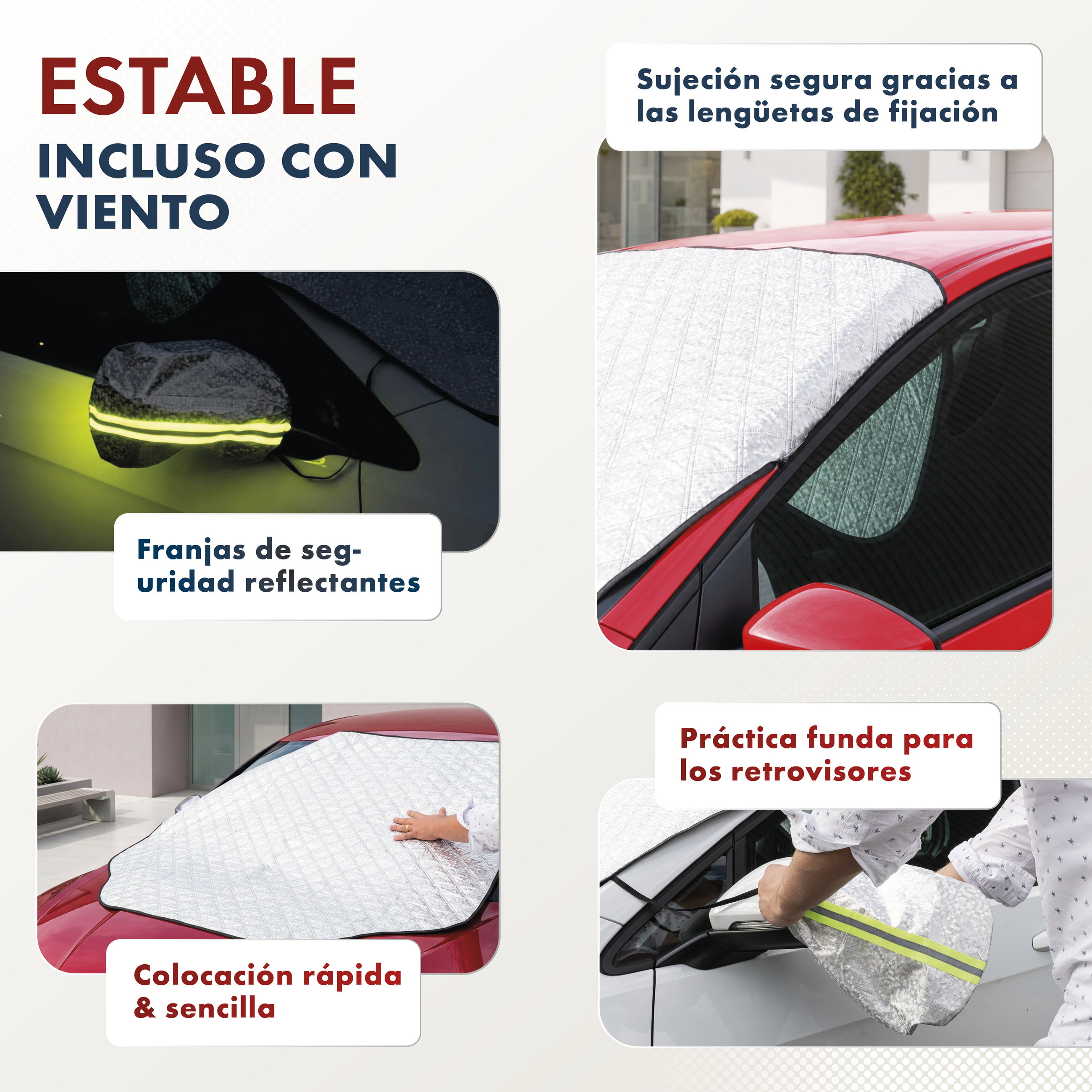 Premium protector térmico de parabrisas con cubierta para retrovisores laterales, coche-cubierta para parabrisas 157x126 cm