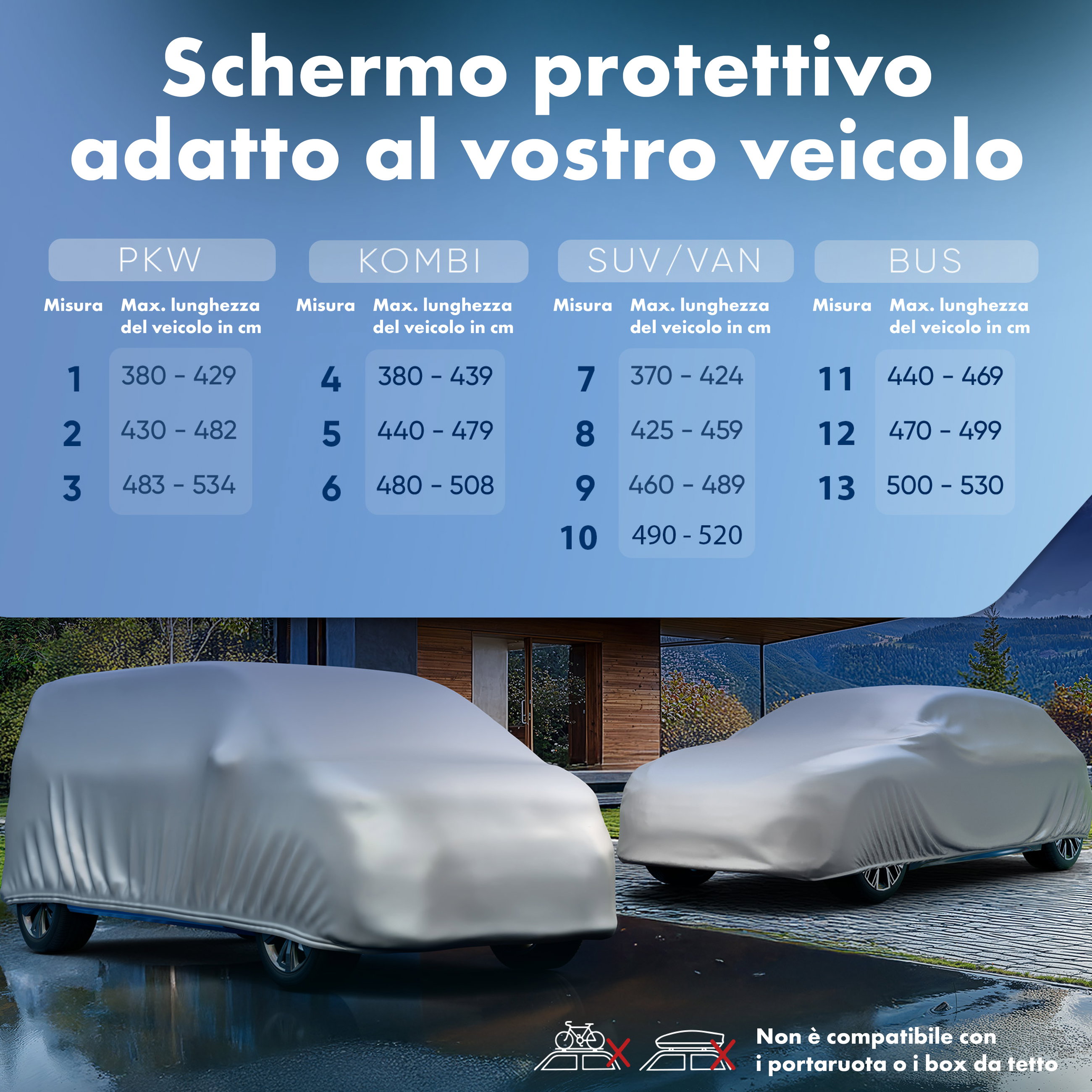 Telo Copriauto All Weather, Telone per autobus Misura 12 argento