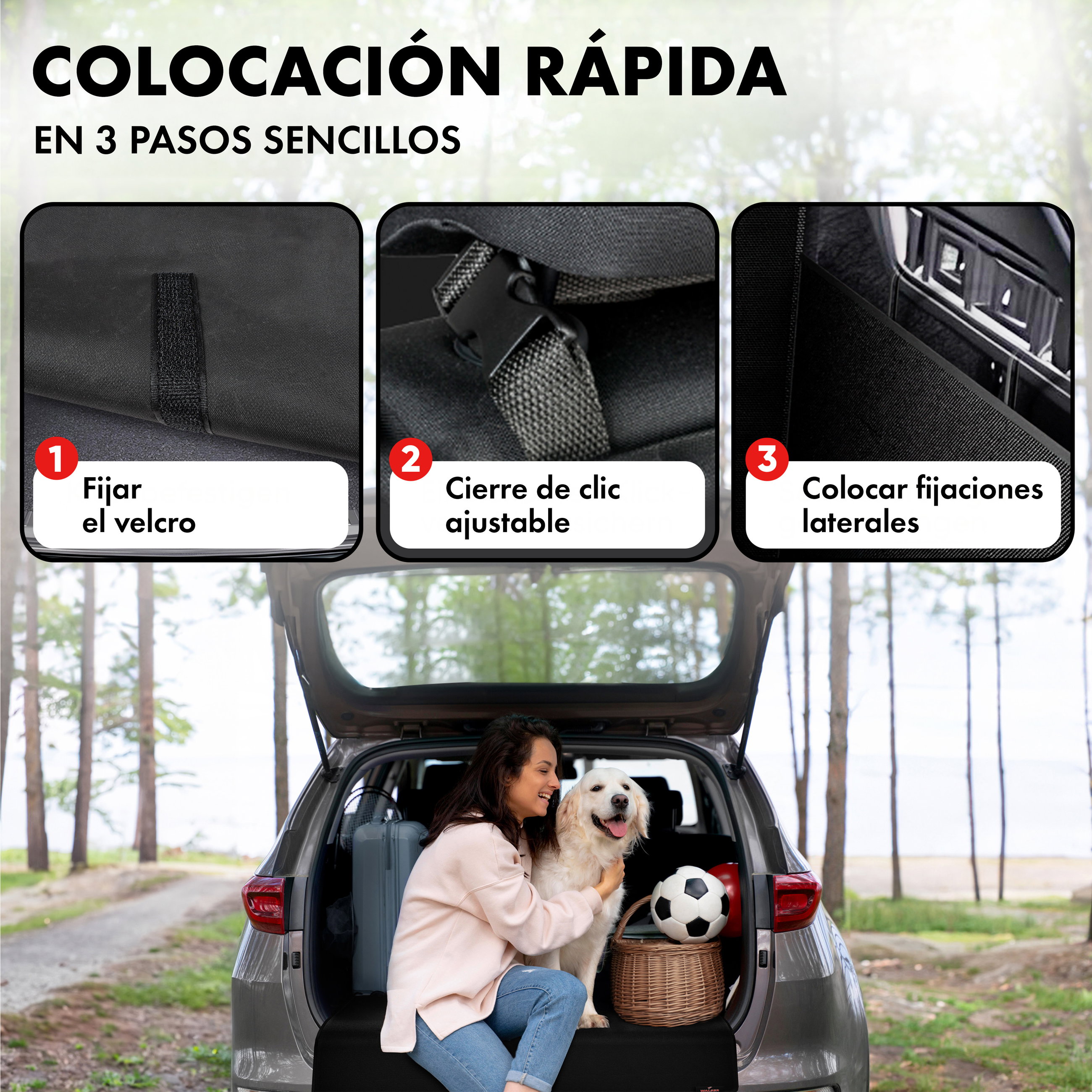 Manta para maletero Cäsar, manta para perros de coche, alfombrilla de maletero con protección lateral negro