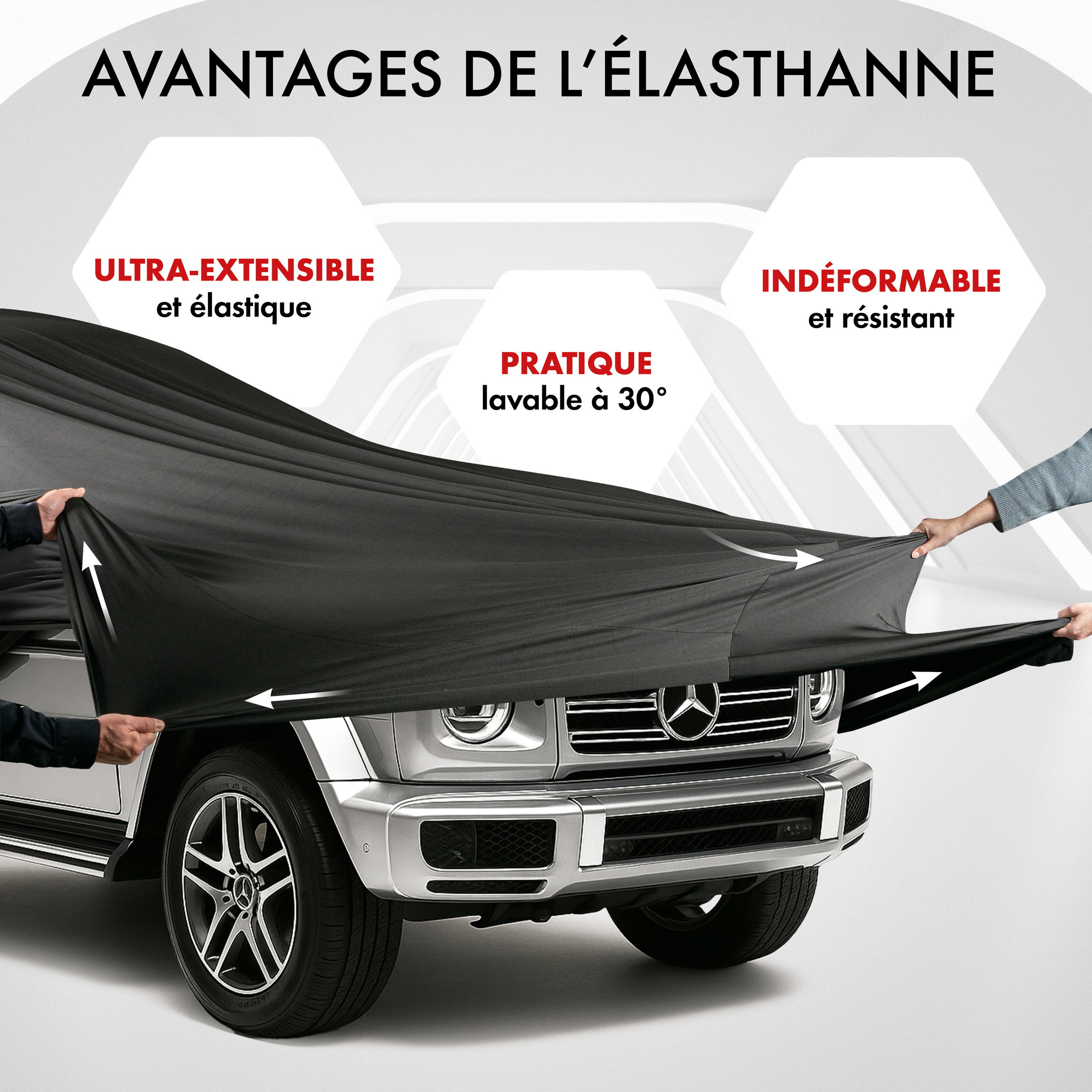 Premium housse de voiture Indoor Stretch, bâche complet pour l'interieur Plus taille 10 SUV/VAN noir