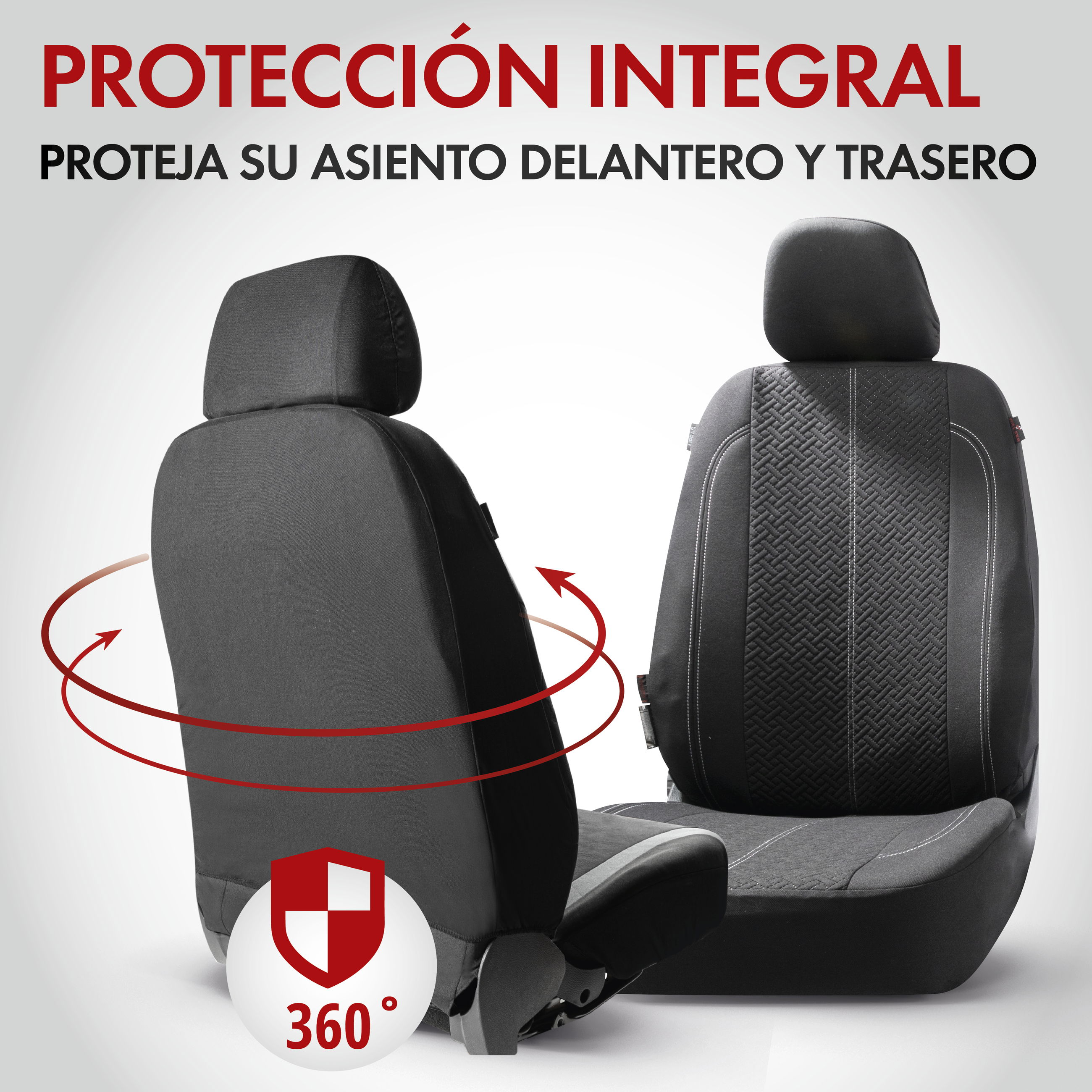 Funda de asiento ZIPP-IT Tratto, fundas protectoras de coche para 2 asientos delanteros con sistema de cremallera negro