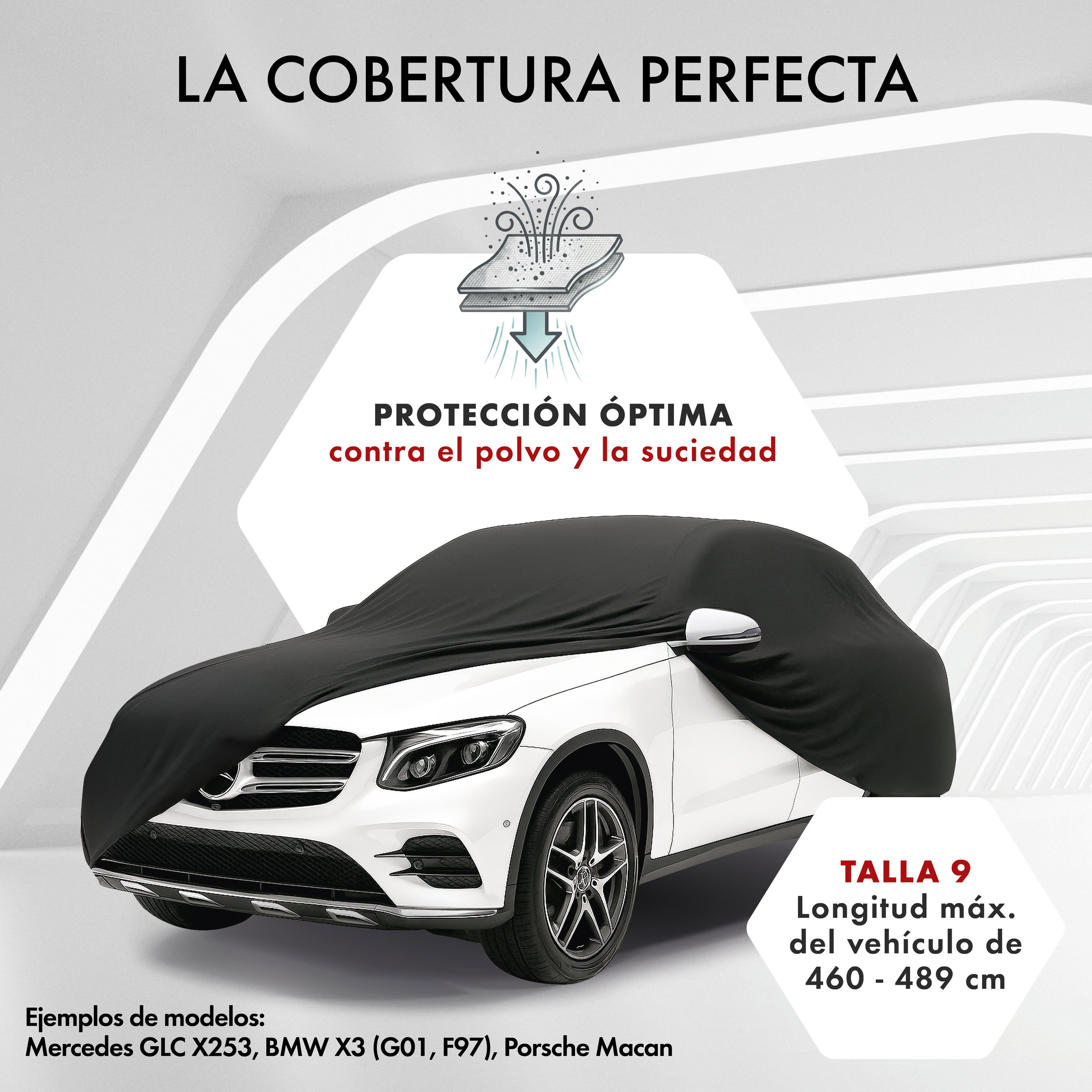 Funda de coche interior Stretch, cubierta protectora de coche talla 9 SUV/furgoneta negro
