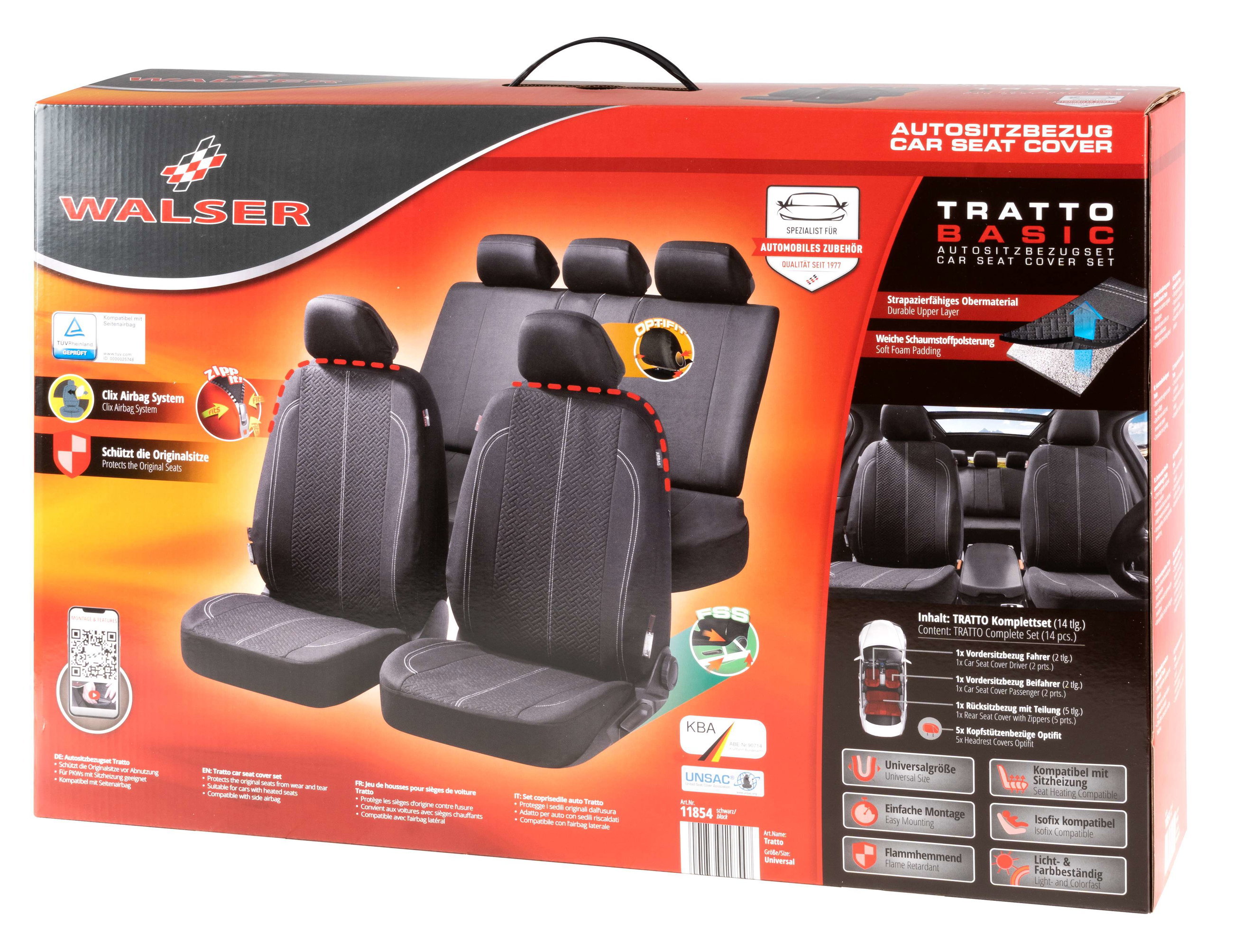 ZIPP IT Car seat covers Tratto complete set with zip-system black