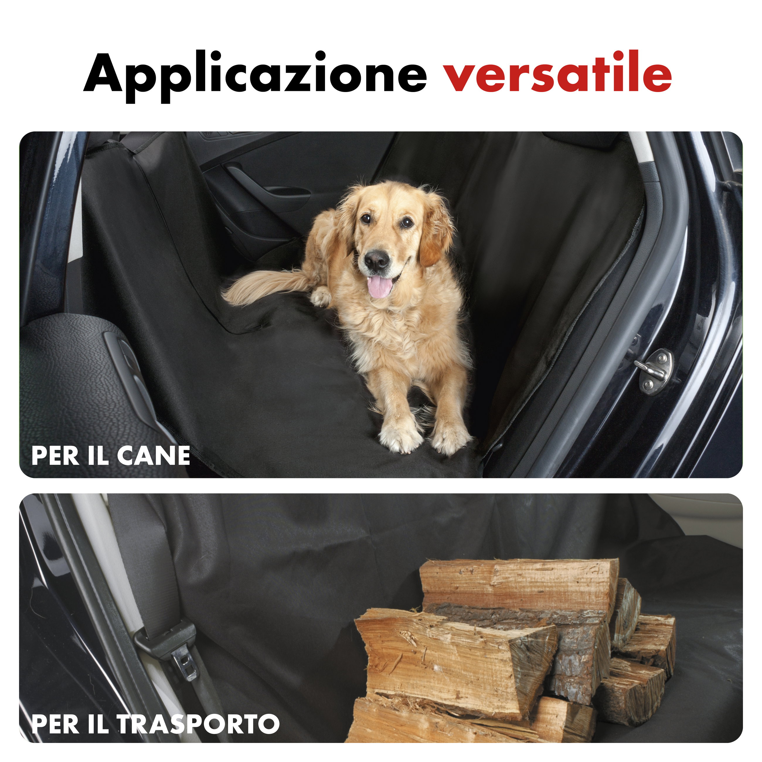 Telo di protezione per sedili posteriori, telo per cani Nero per auto