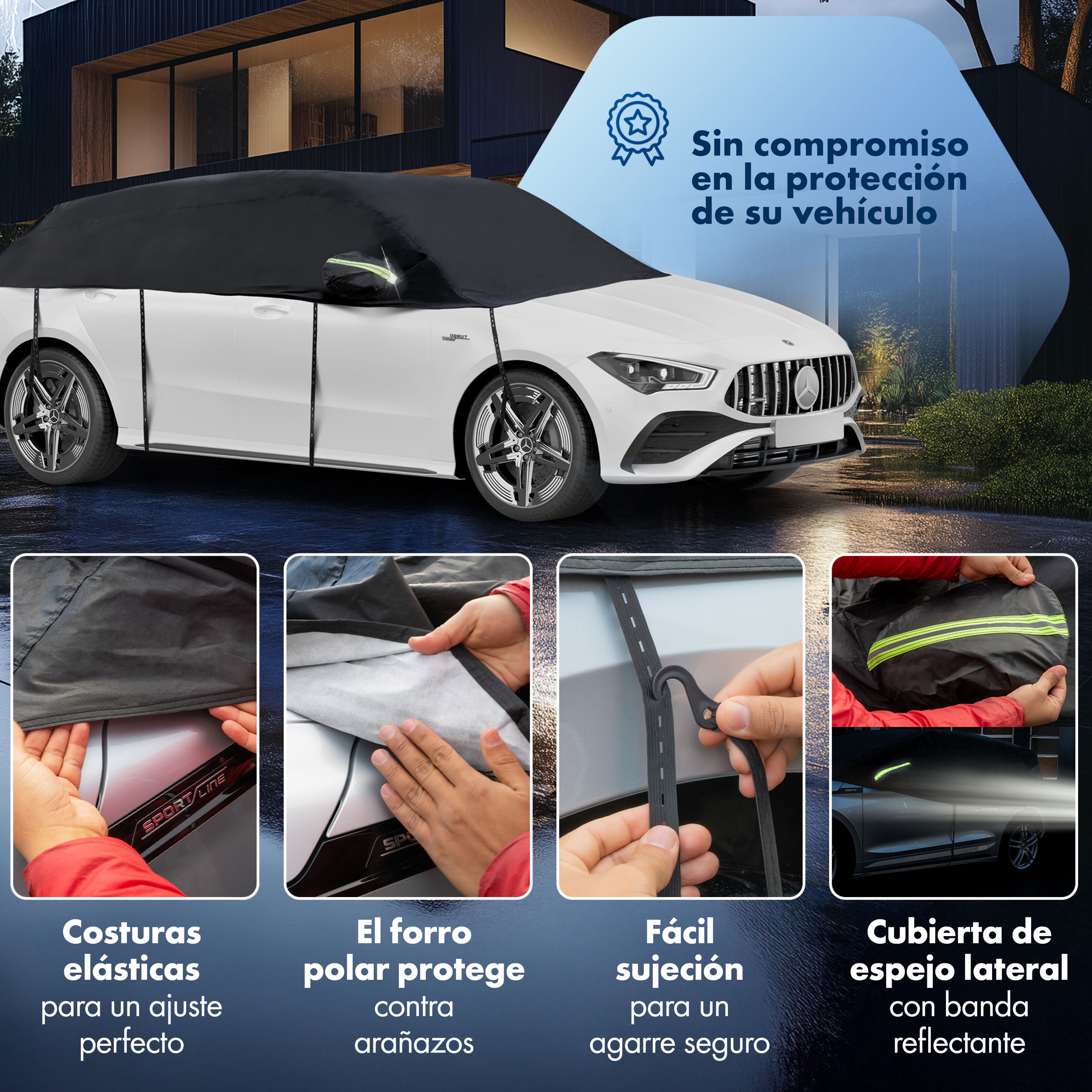 Rad, Leichtmetallfelge, Auto, Sprach, Werbung, Maschine, Rad, Werbung, Leichtmetallfelge, Plakat, Maschine, Rad, Werbung, Leichtmetallrad, Plakat, auto cover, car cover, reflective band, elastic seams, polar fleece lining