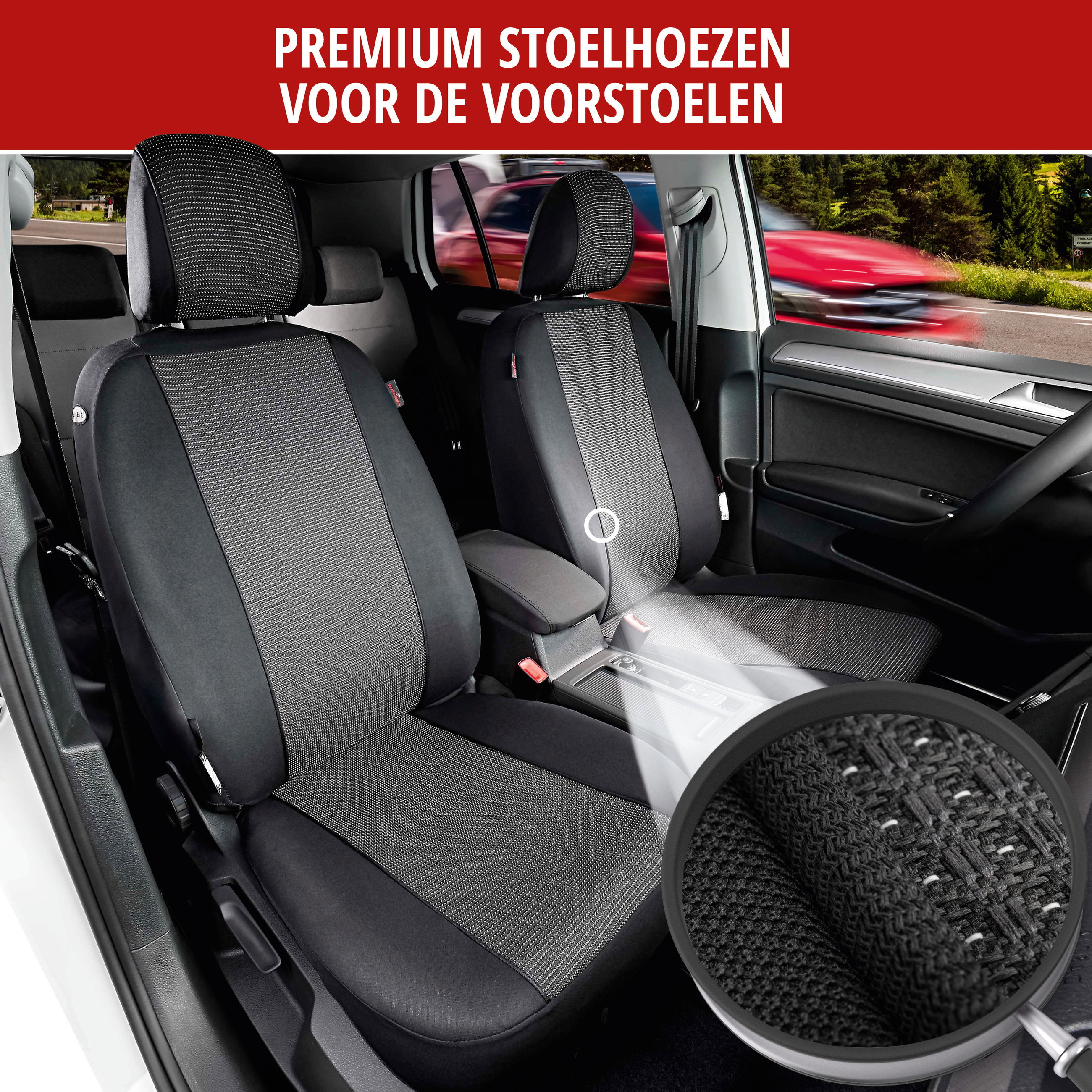 Auto stoelbeschermer Pineto stoelbeschermer voor voorstoel, universeel Autostoelhoes zwart-grijs, stoelbekleding Polyester