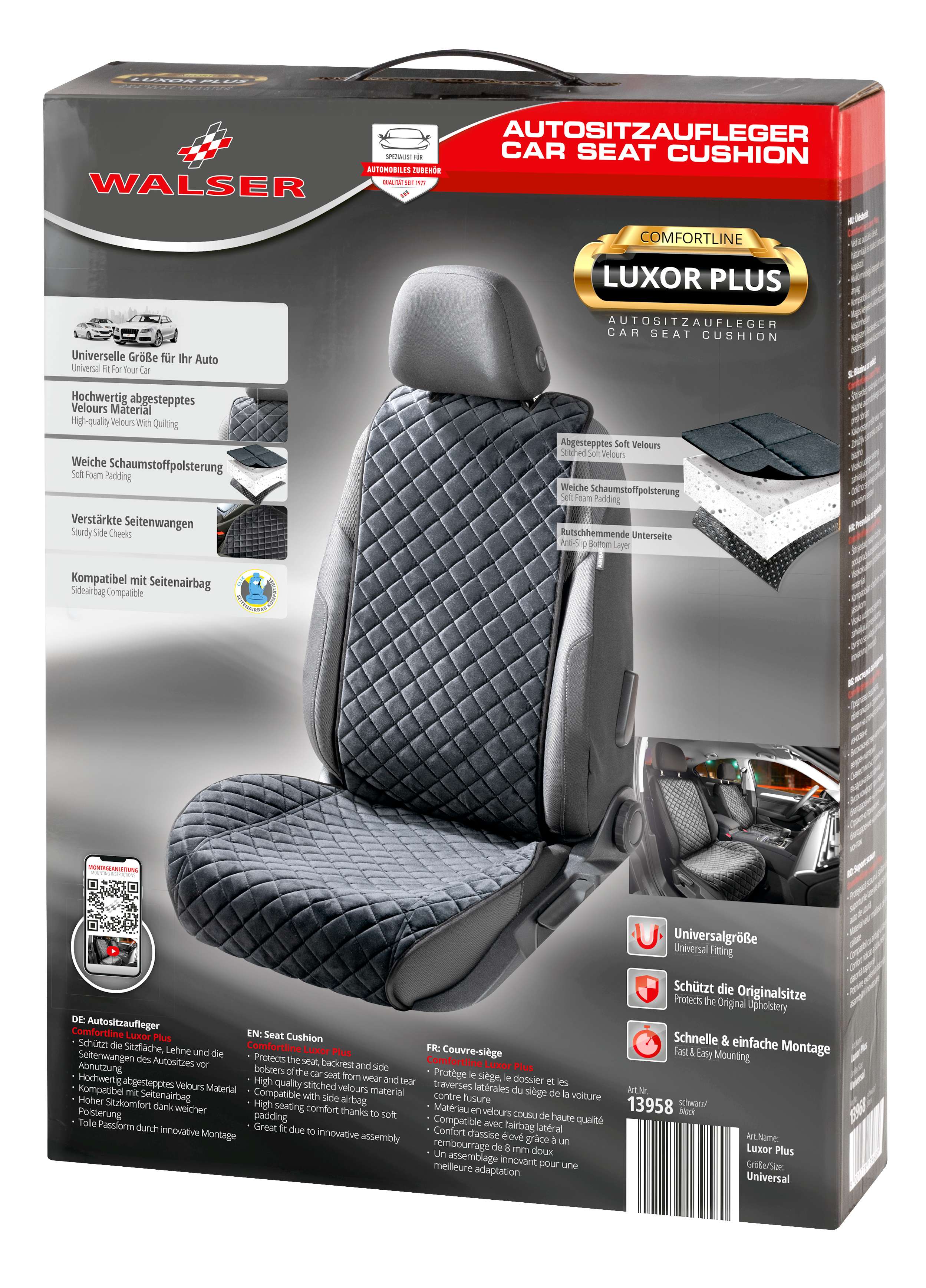 Coprisedile anteriore Comfortline Luxor con rivestimento antiscivolo con protezione dei braccioli laterali