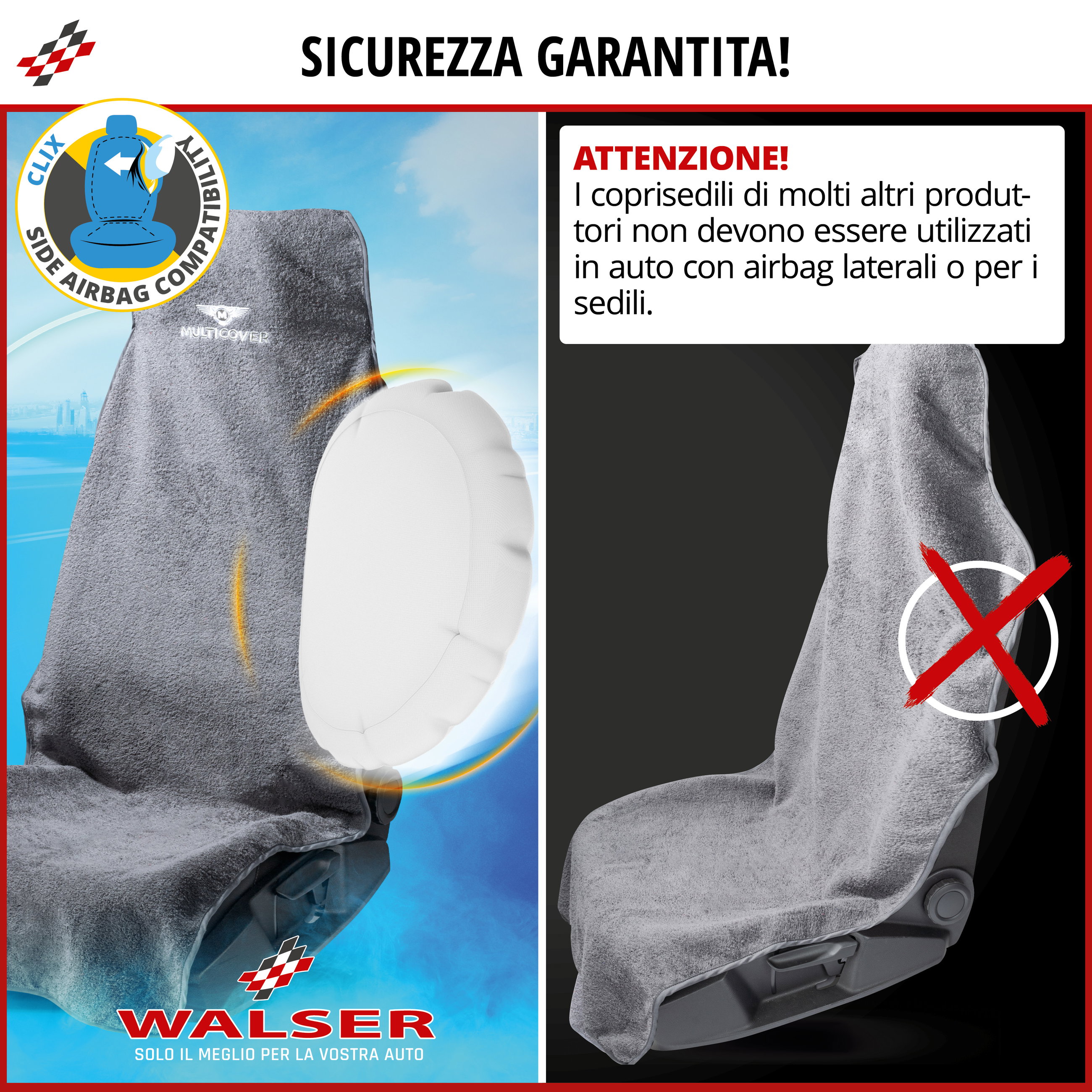 Coprisedili Multicover grigio, 1 pezzo