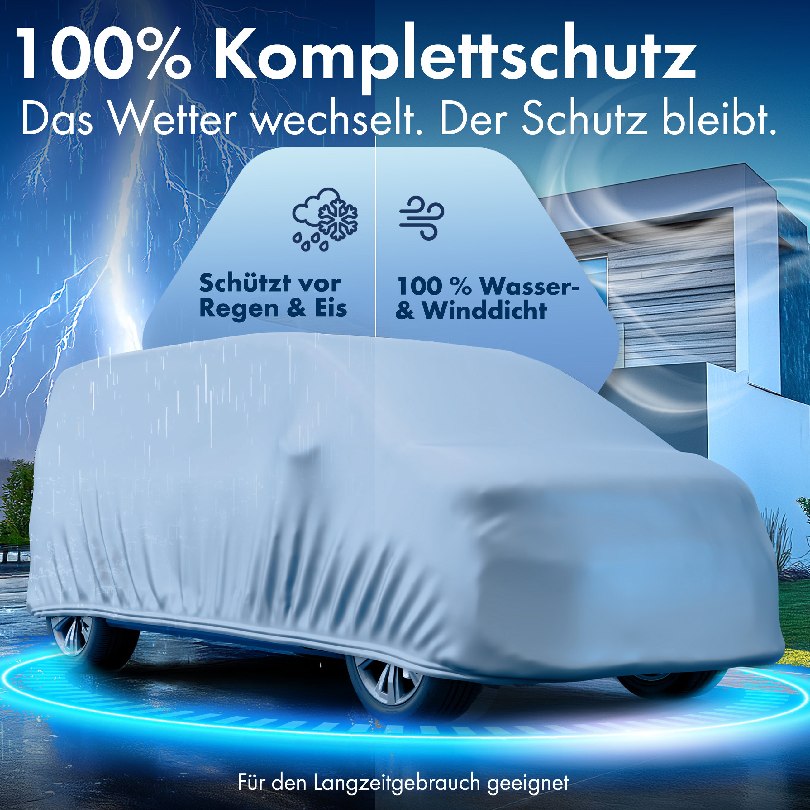 Abdeckplane Auto All Weather, Transporter Abdeckung silber, Autoplane Größe 12 Bus