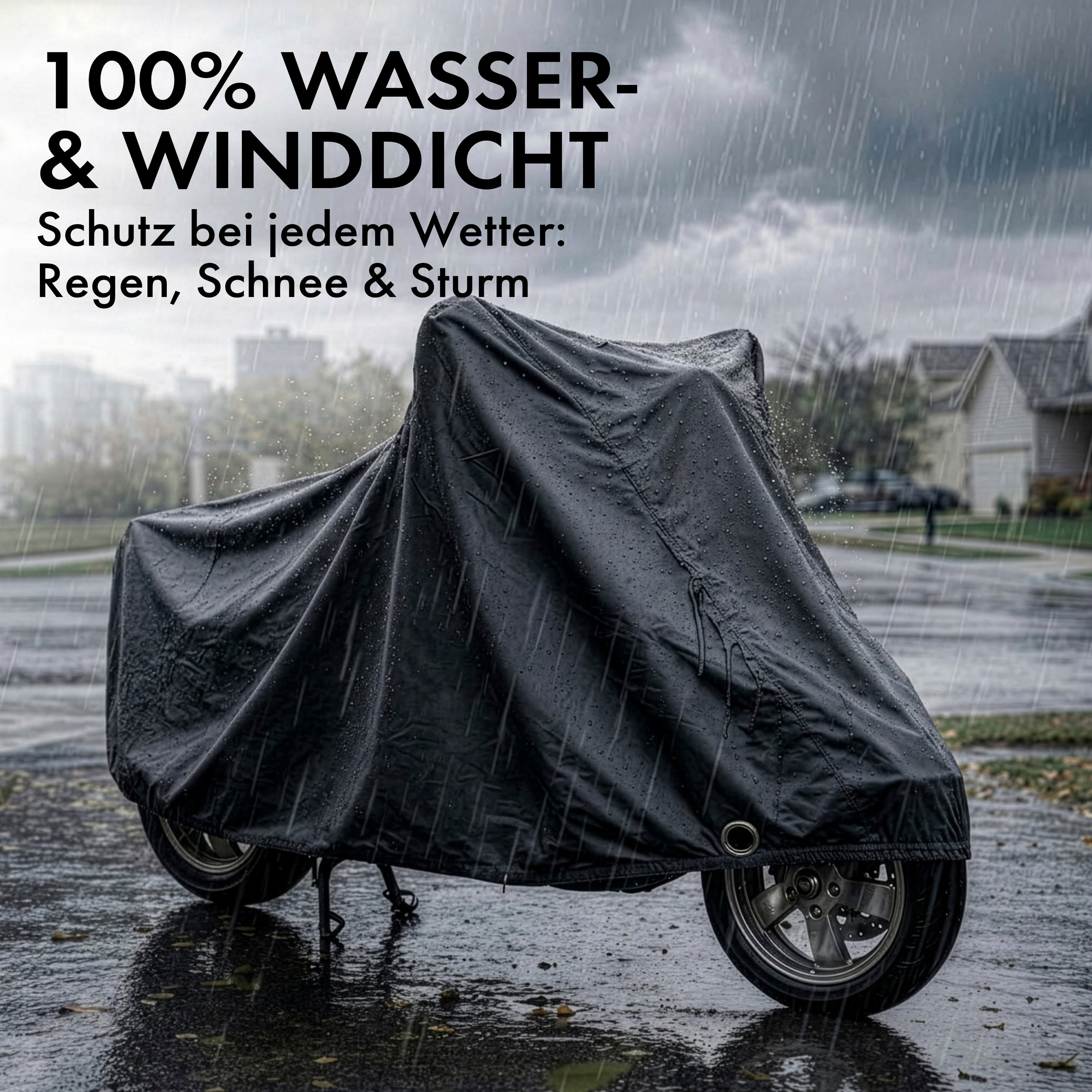 Motorrad Abdeckplane All Weather M, Motorrad Abdeckplane, Motorrad-Garage wasserdicht - 215x95x120 cm schwarz