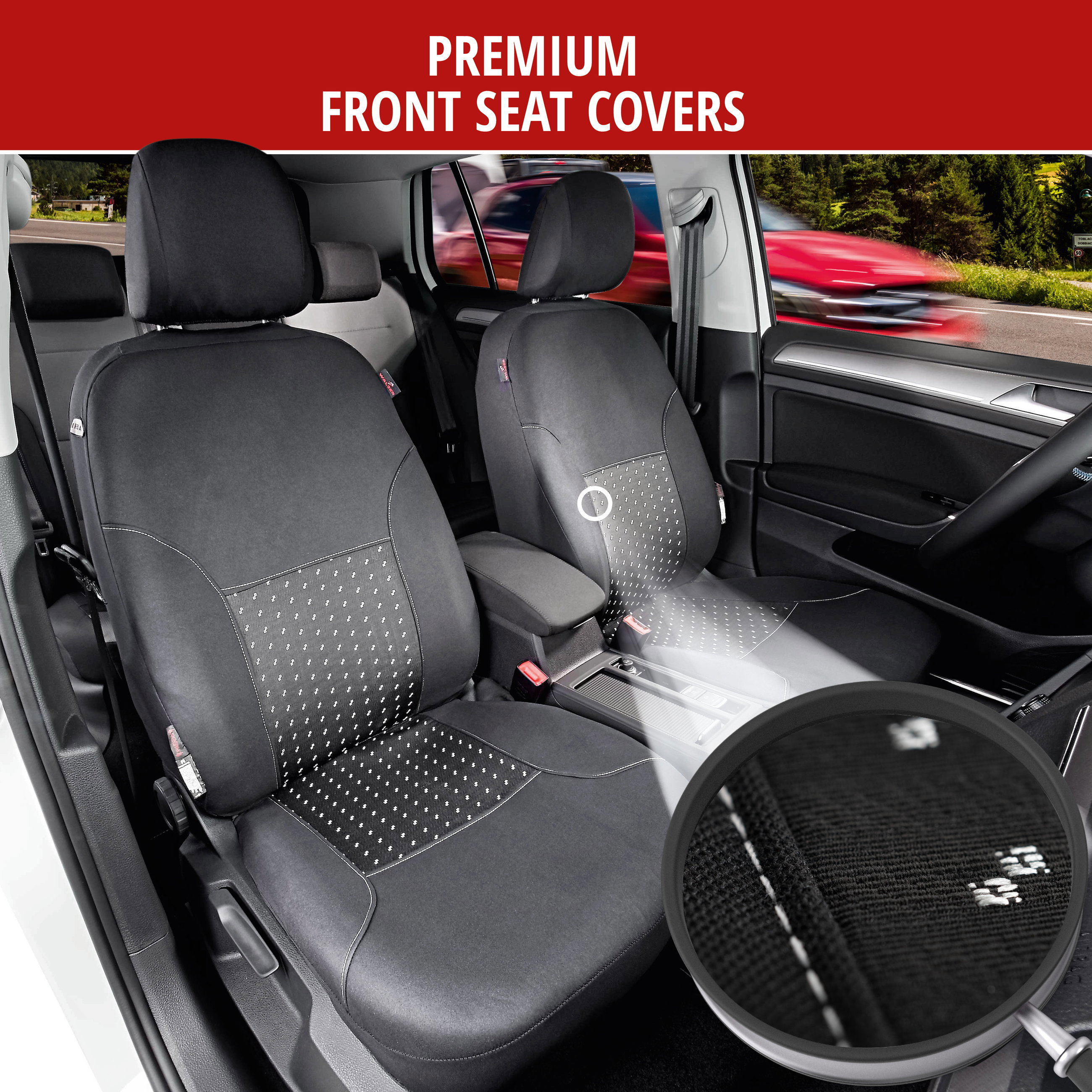 Car Seat cover DotSpot grey black Premium for two front seats
