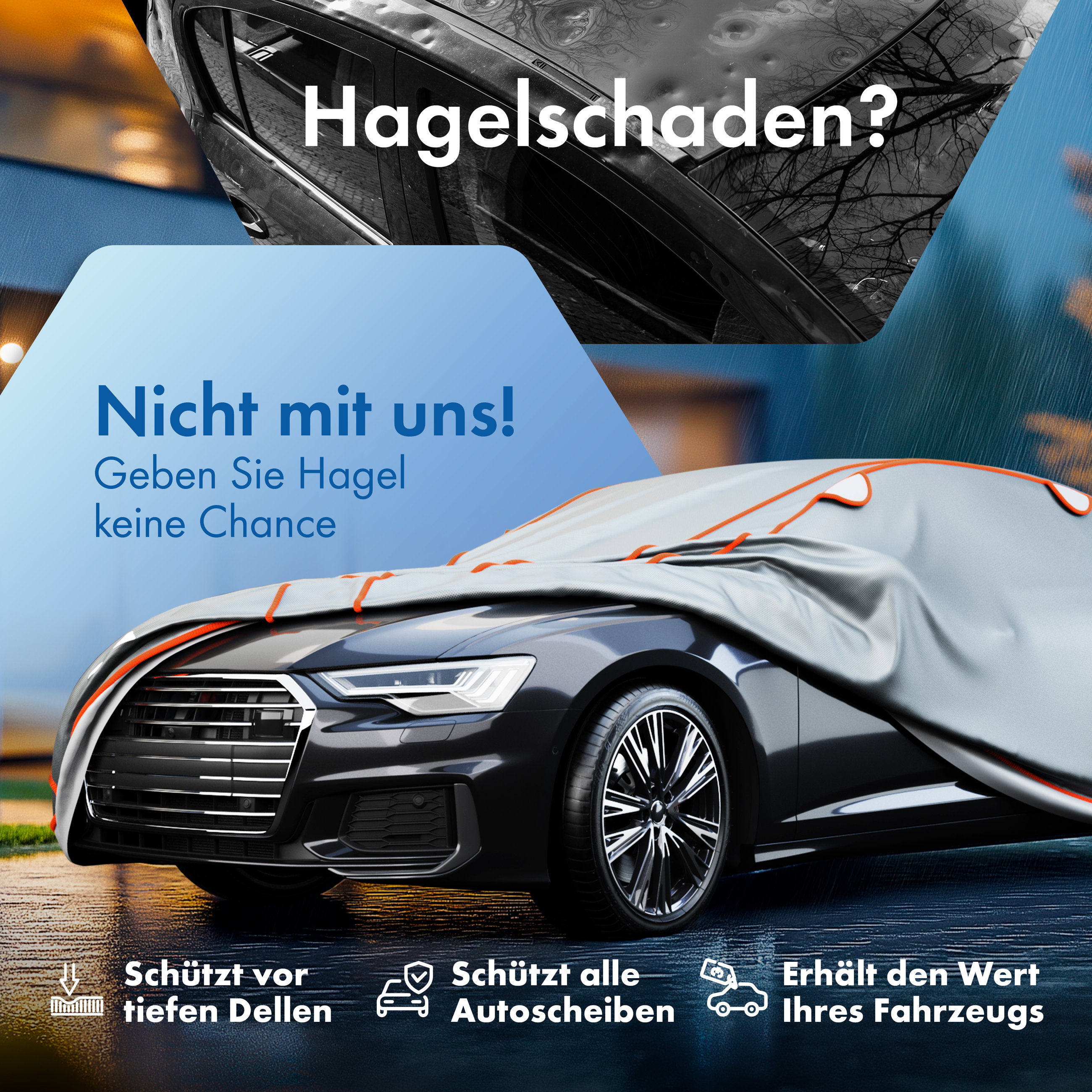 Autoabdeckung, Autocover, Kfz-Schutzhülle, Vorderansicht Auto, Farbton Grau, auto, auto, auto, grau, limousine