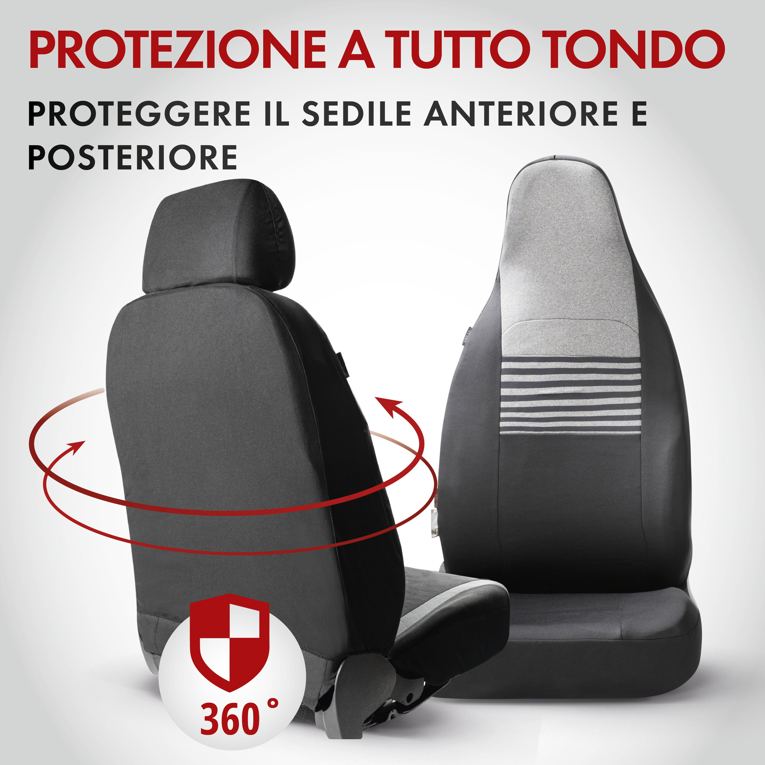 ZIPP IT Premium Coprisedili Gordon per due sedili anteriori con sistema di chiusura lampo nero/grigio