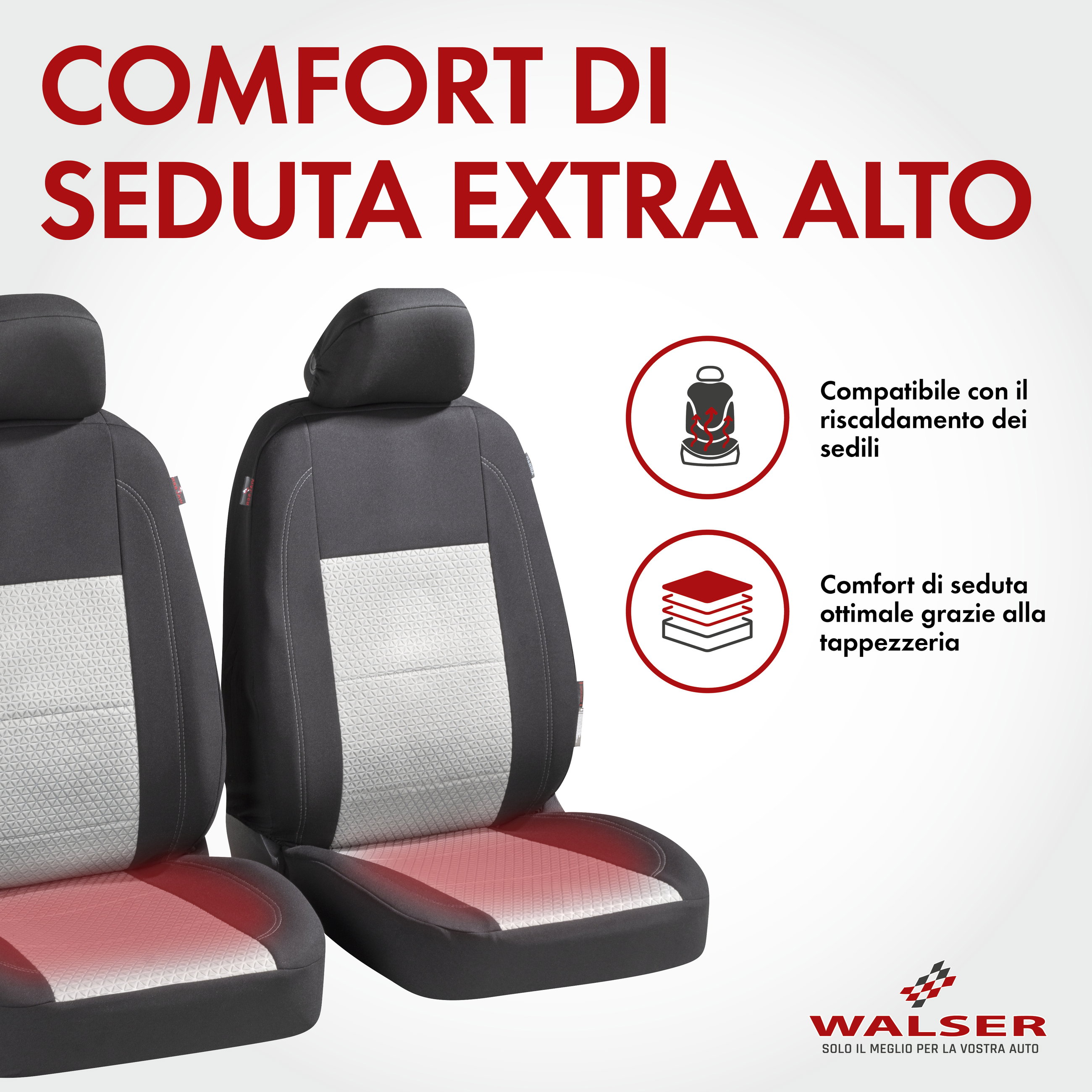 ZIPP IT Premium Coprisedili Avignon set completo con sistema di chiusura lampo nero/argento