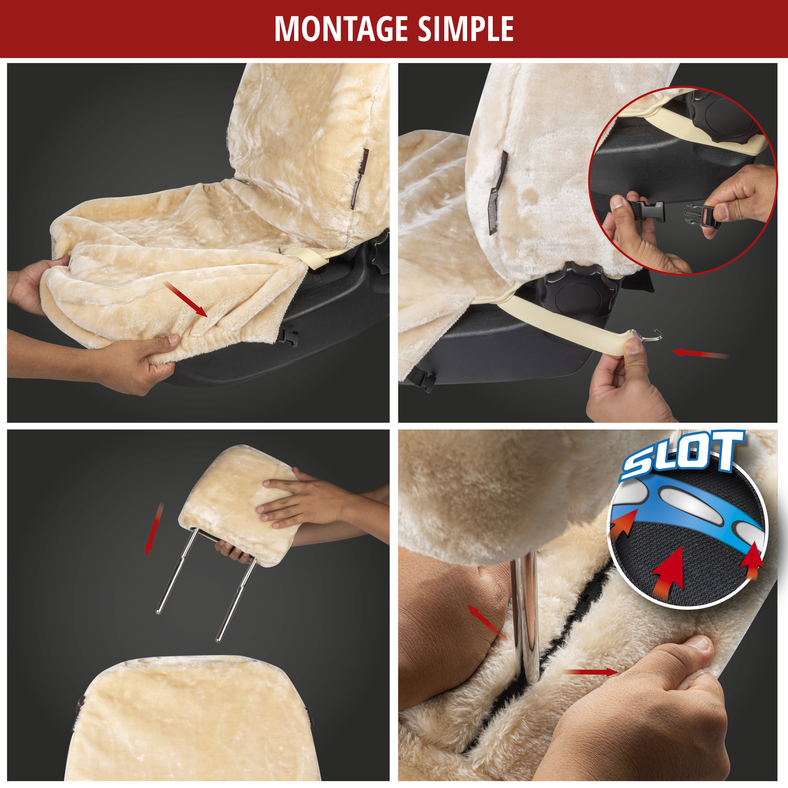 Housse de siège auto Teddy en fausse fourrure, protection de siège individuel, revêtement en fausse fourrure beige, 1 pièce