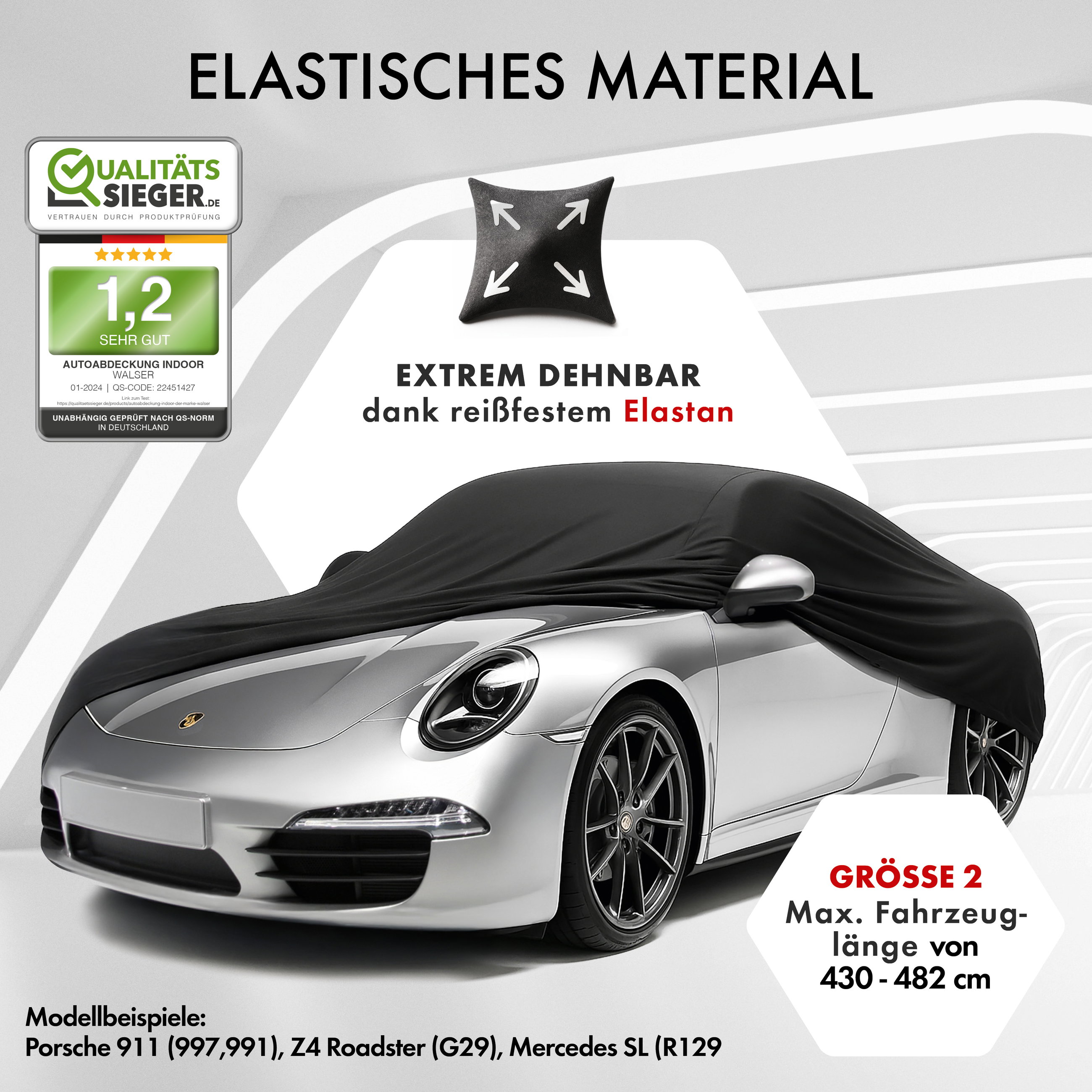 Autoplane Indoor Stretch Plus, PKW-Abdeckplane Größe 2 PKW schwarz