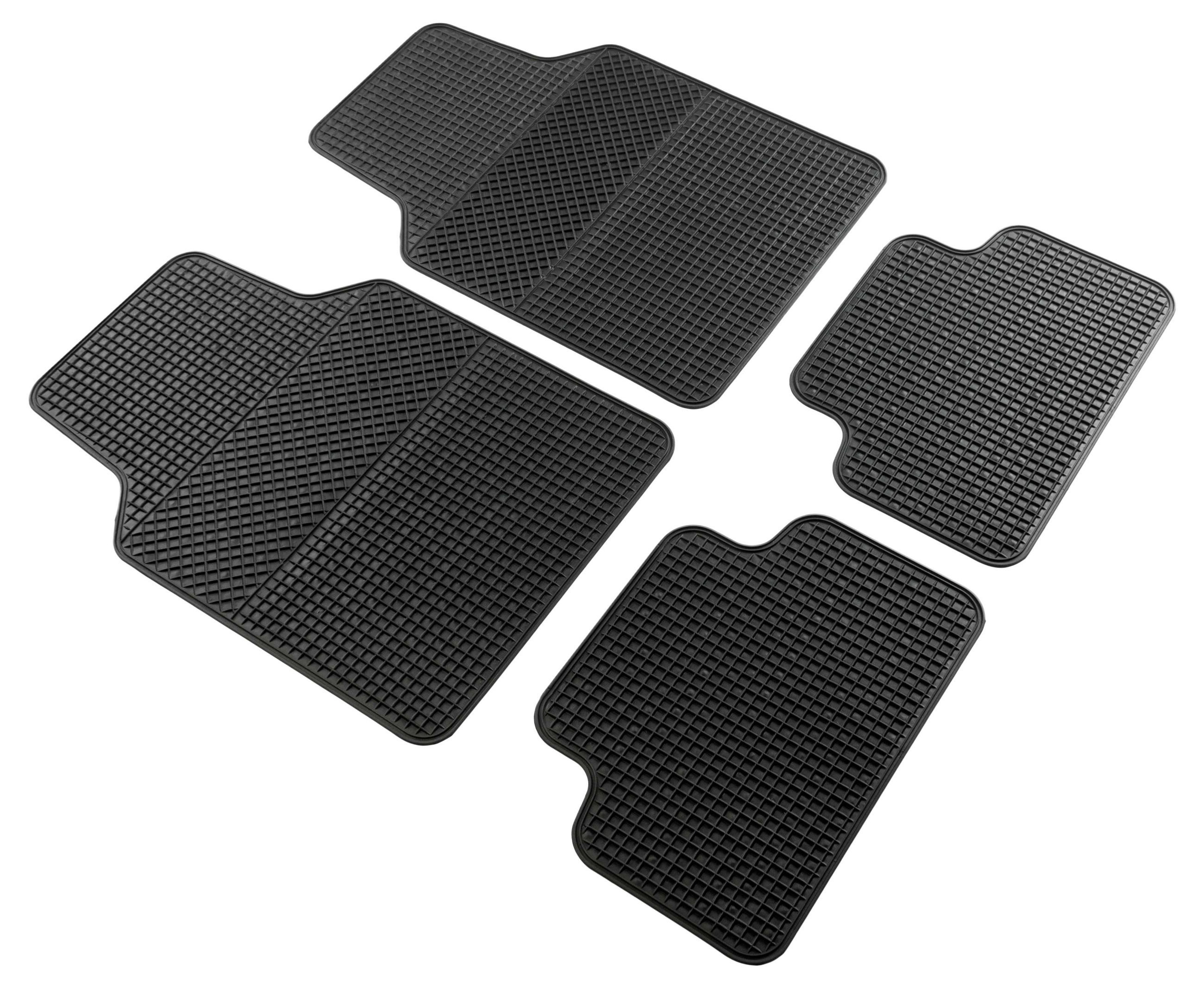 Tappetino in gomma per auto Evo, set di tappetini per vano piedi da 4 pezzi, facili da tagliare a misura, tappetini antiscivolo per auto in formato universale nero