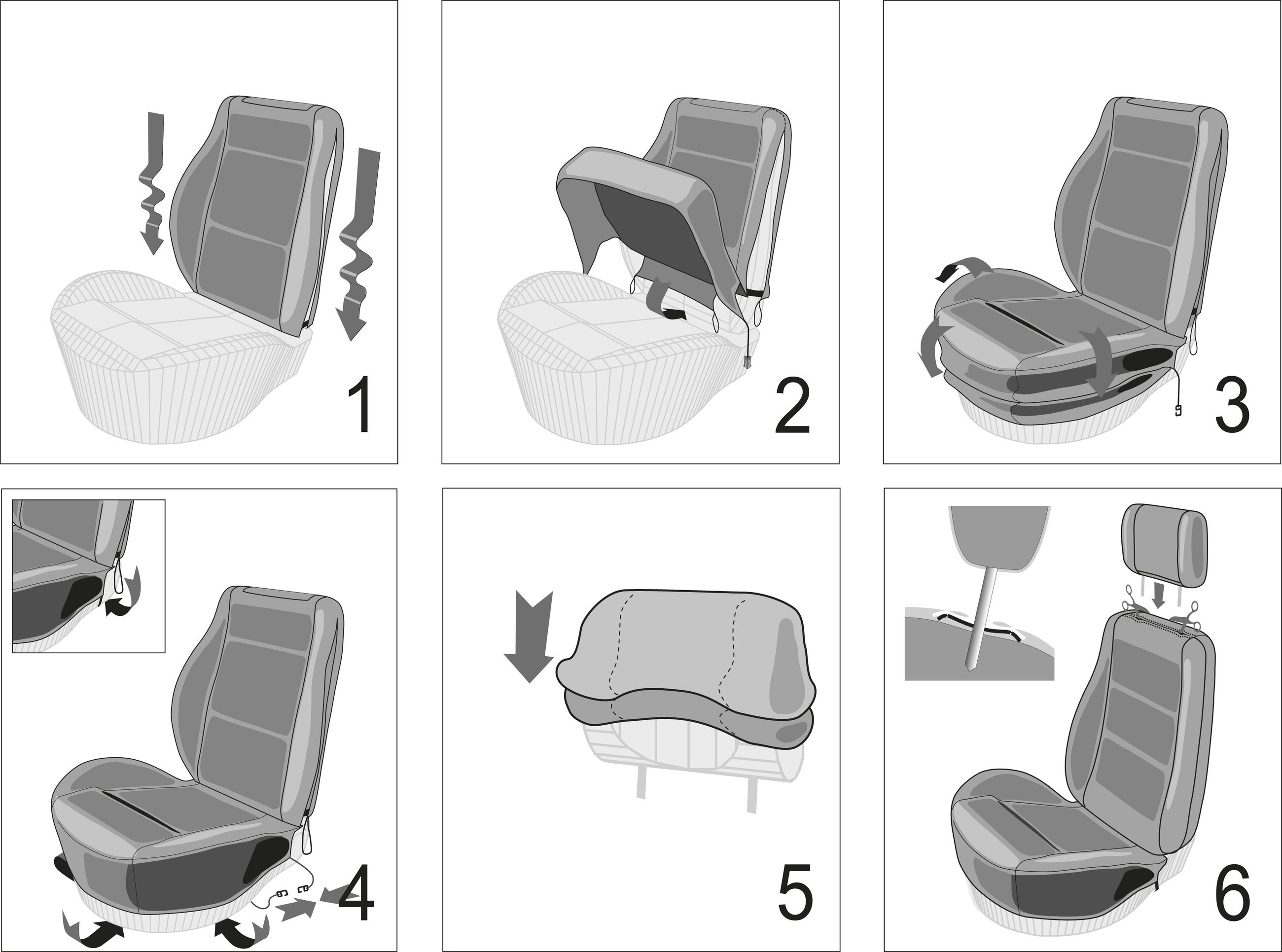 Car Seat cover Ranger made of real leather black, 1 piece