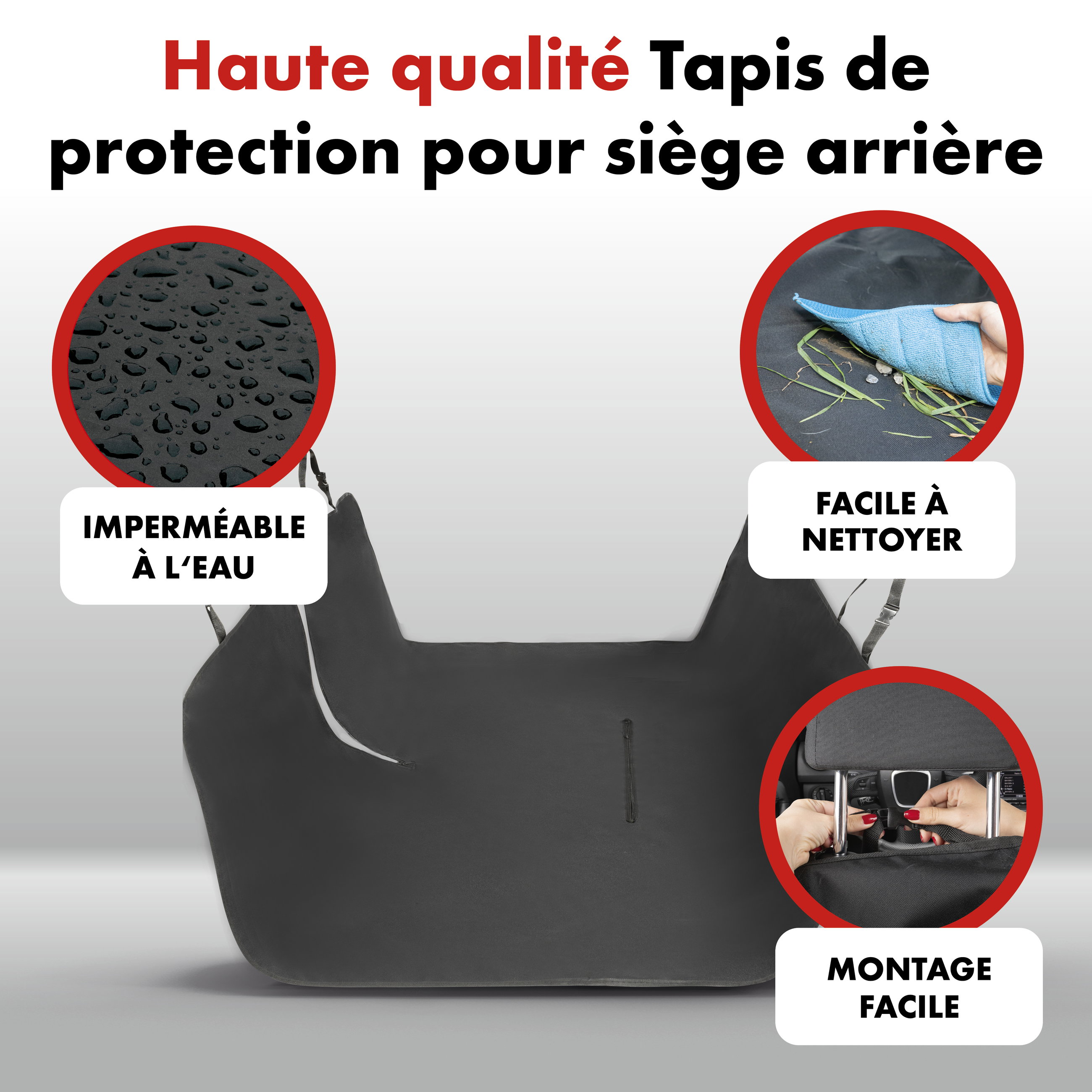 Walser Couverture de protection de la banquette arrière de la voiture, couverture pour chien Nero