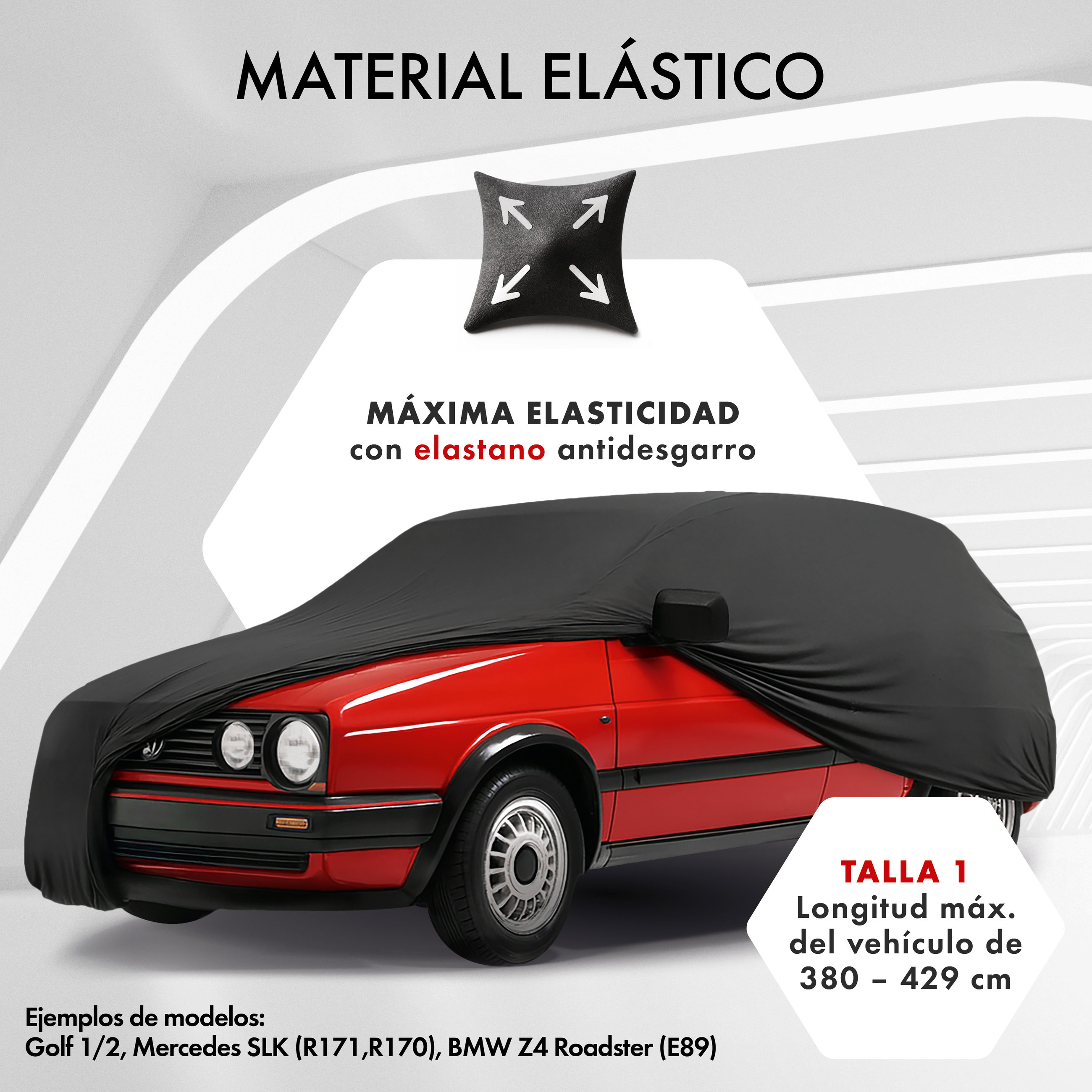 Funda de coche interior Stretch Plus, cubierta protectora de coche talla 1 coche negro