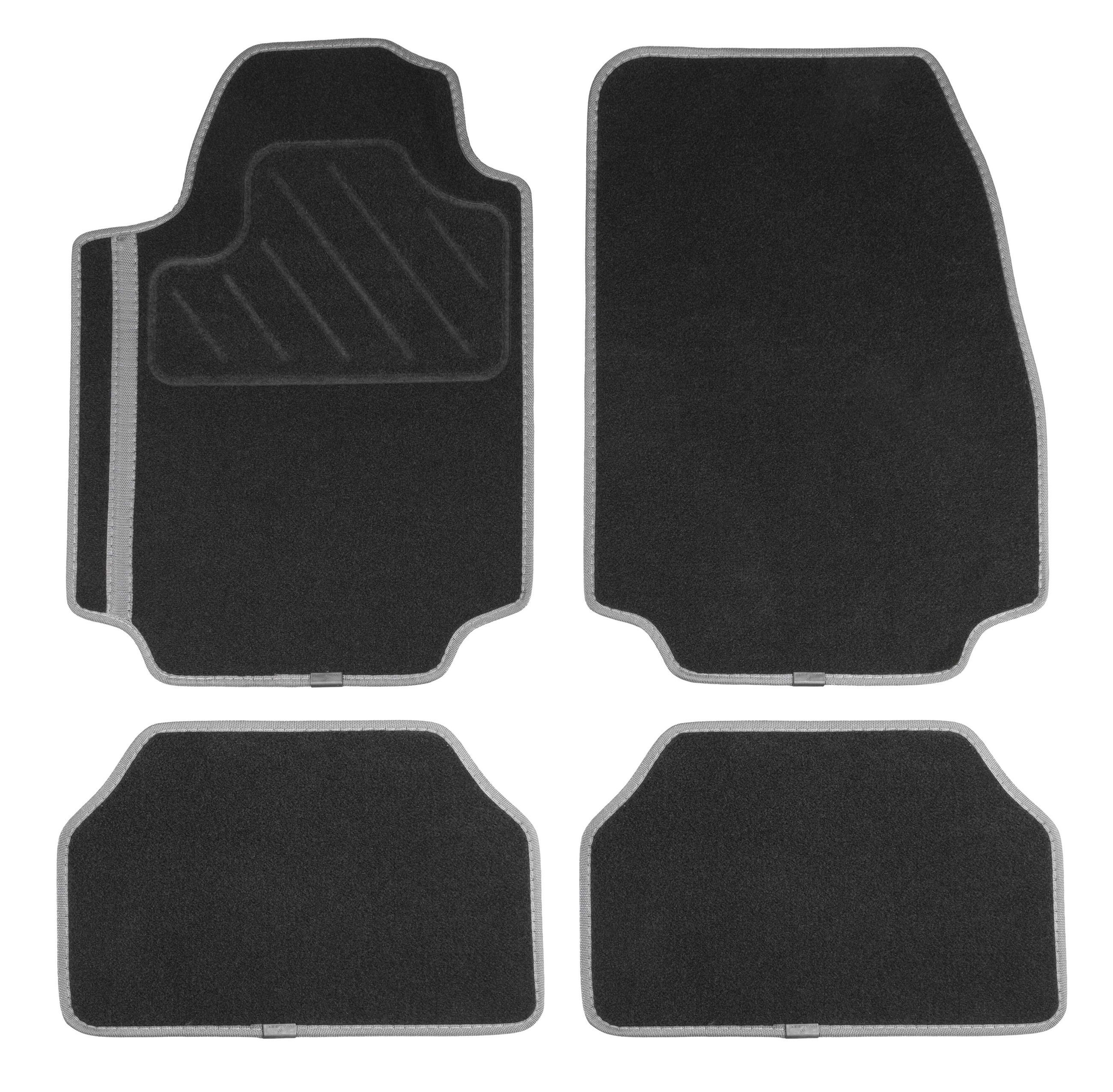 Autoteppich Linea 4tlg universal schwarz, grau eingefasst