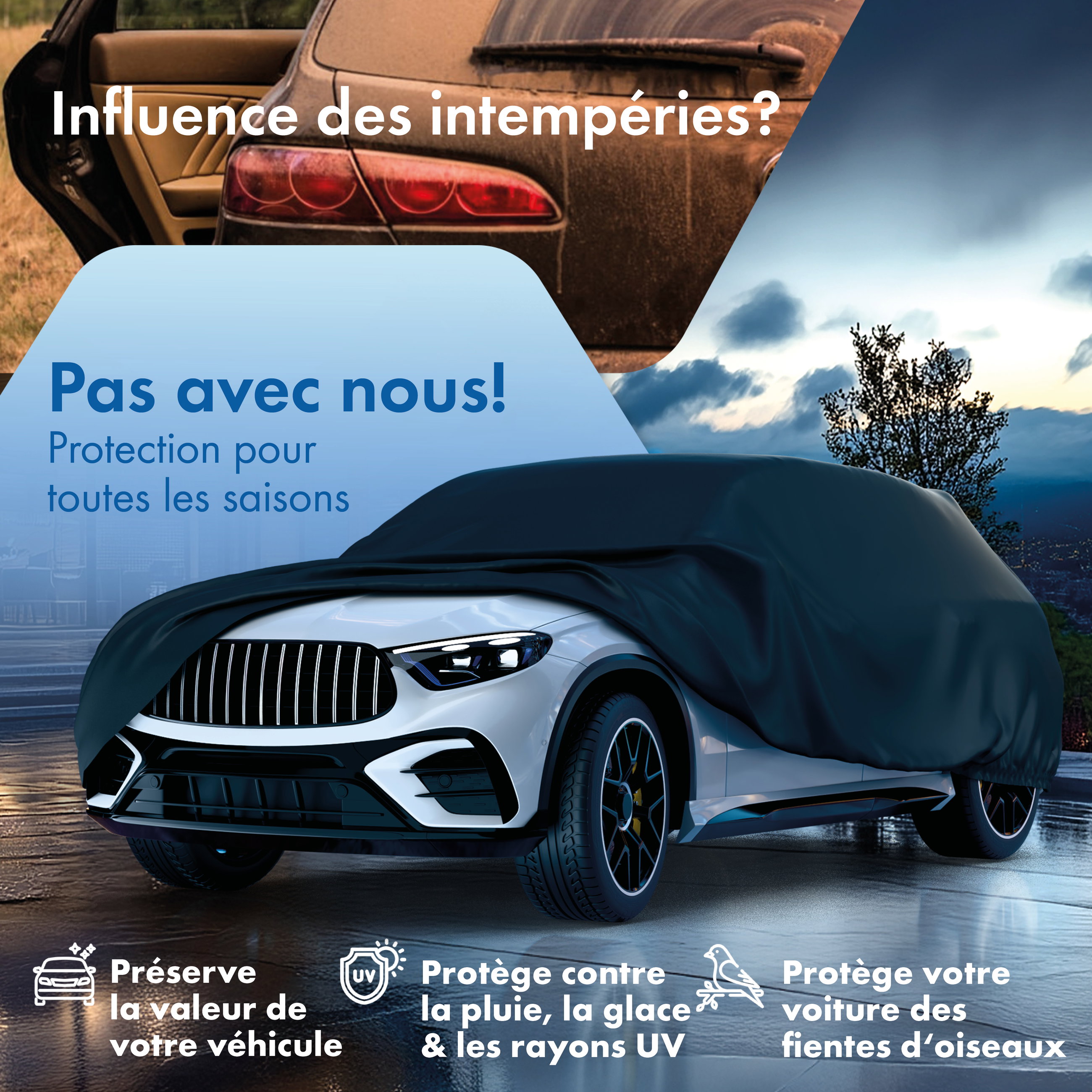 Housse de voiture All Weather, bâche de voiture garage complet taille 7 SUV/VAN noir