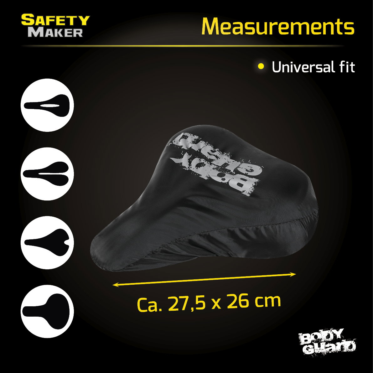 Safety Maker 44596 Fiets zadel bescherming waterdicht, zadelhoes, zadelhoes, fiets zadelhoes, zadel bescherming zwart reflecterend