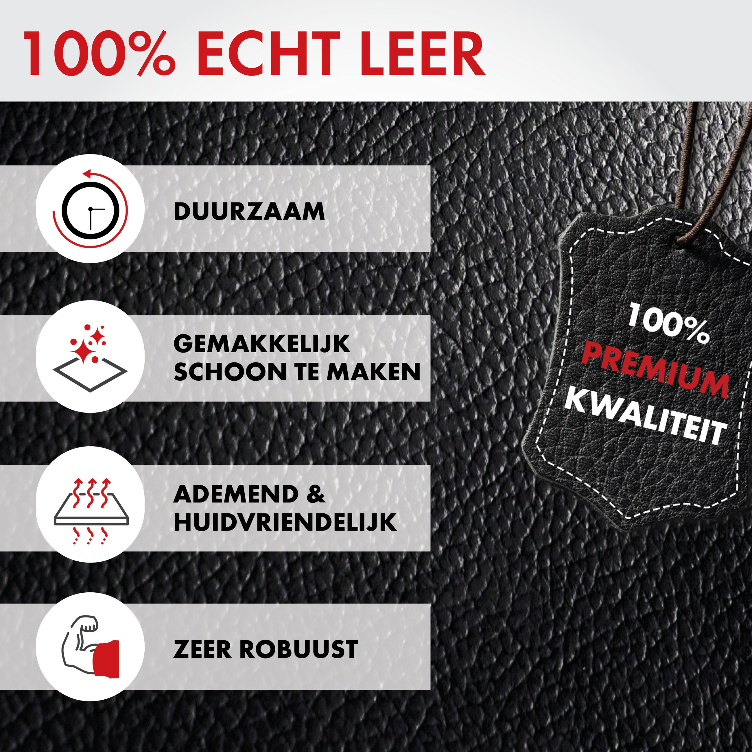 Autostoelhoes Billy van echt leer zwart ZIPP-IT, 1 stuk