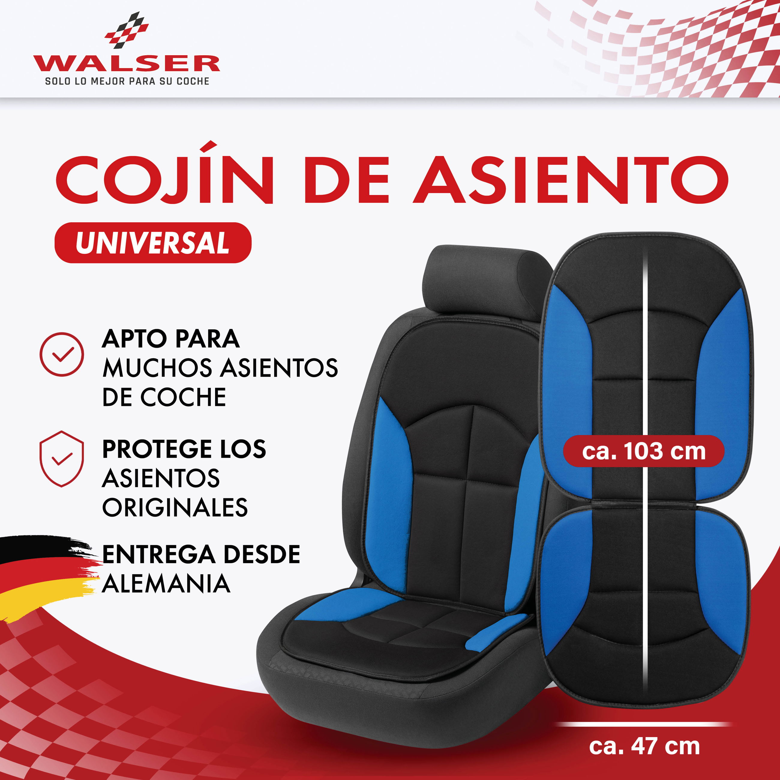 Werbung, Plakat, Kissen, Dekoration für Zuhause, Sitzbezug, Autositzbezug, Sitzauflage, Schwarz-Blau, Universal