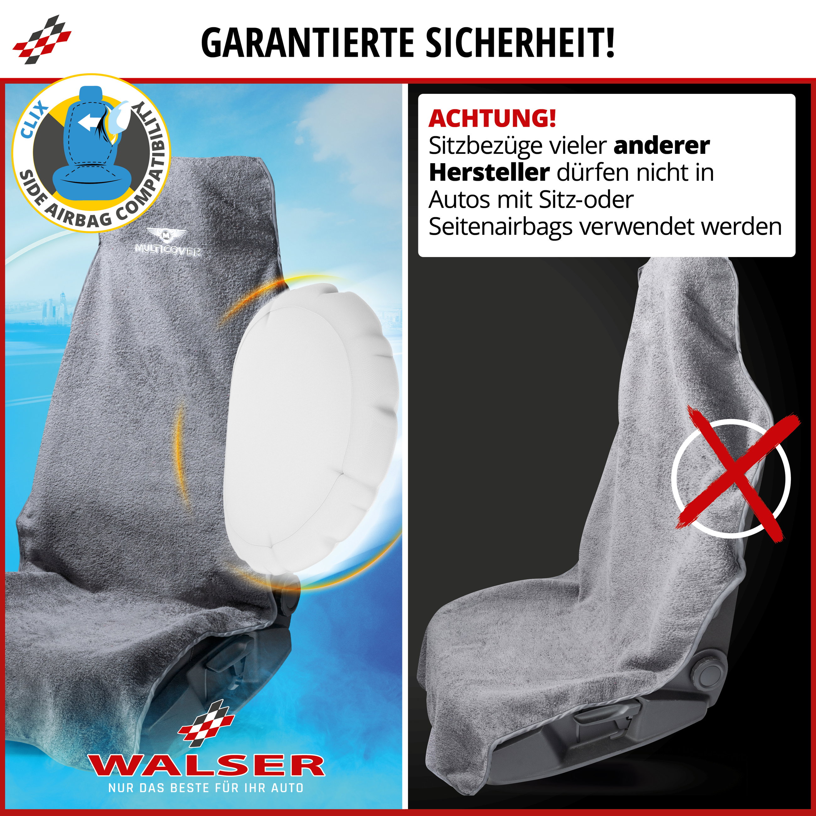 PKW-Sitzaufleger Multicover, Auto-Sitzauflage waschbar grau, 1 Stück