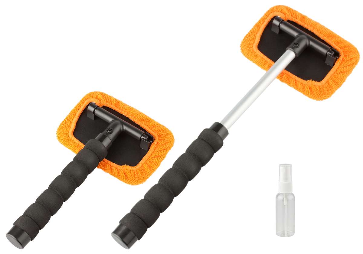 Pulitore per vetri incl. flacone spray telescopico 26 - 42 cm arancione