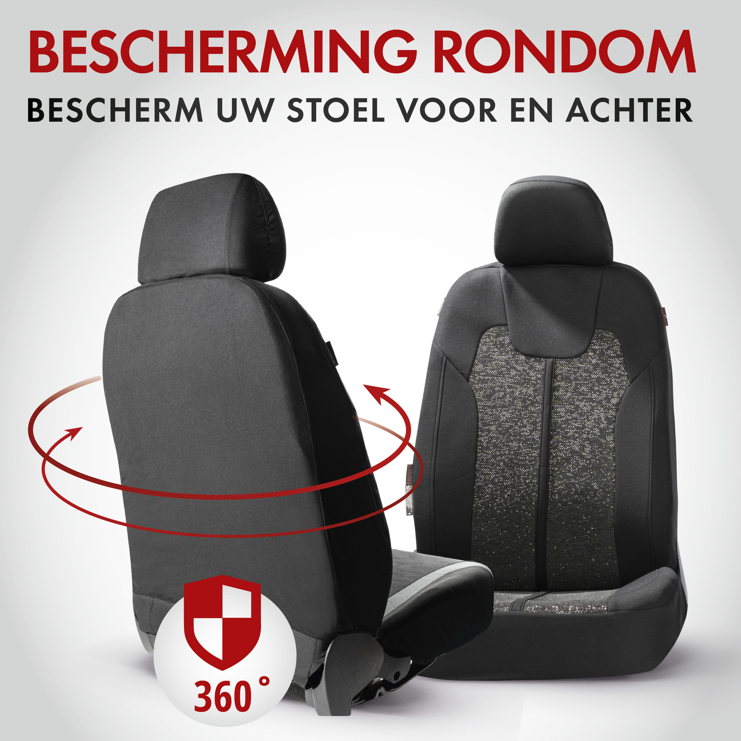 Autostoelhoezen Corso met rits, ZIPP-IT stoelhoezen, 2 voorstoelhoezen zwart/zilver