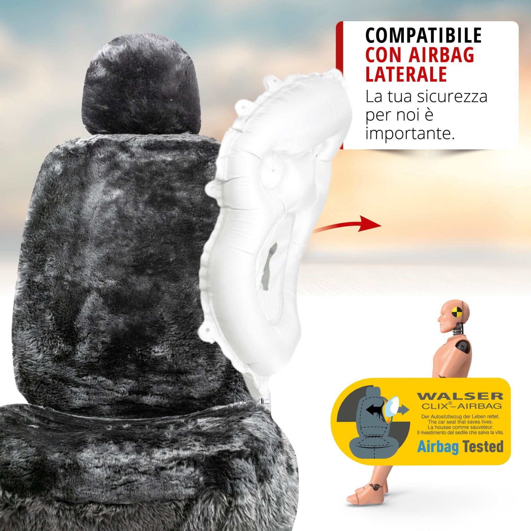 Coprisedili auto Maya in pelle d'agnello nero