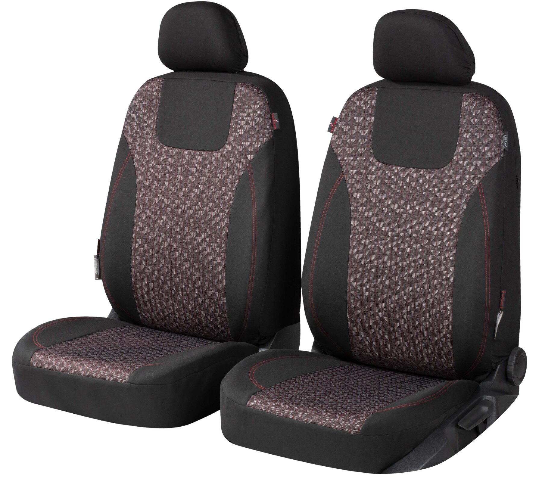 ZIPP IT Premium Autositzbezüge Redring für zwei Vordersitze mit Reißverschluss-System schwarz/rot