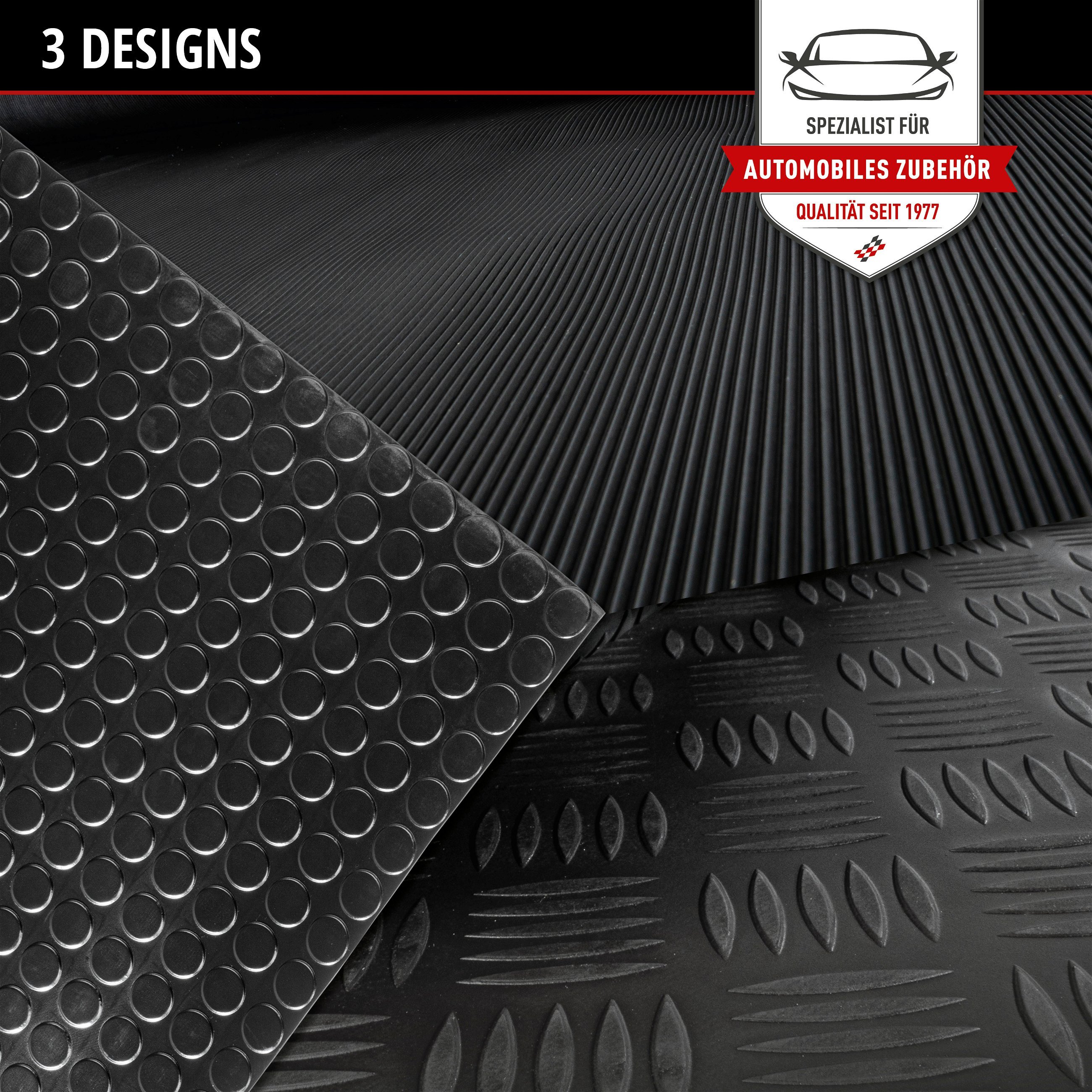 Gummimatte Odin, zuschneidbare Meterware geriffelt 100x300 cm schwarz