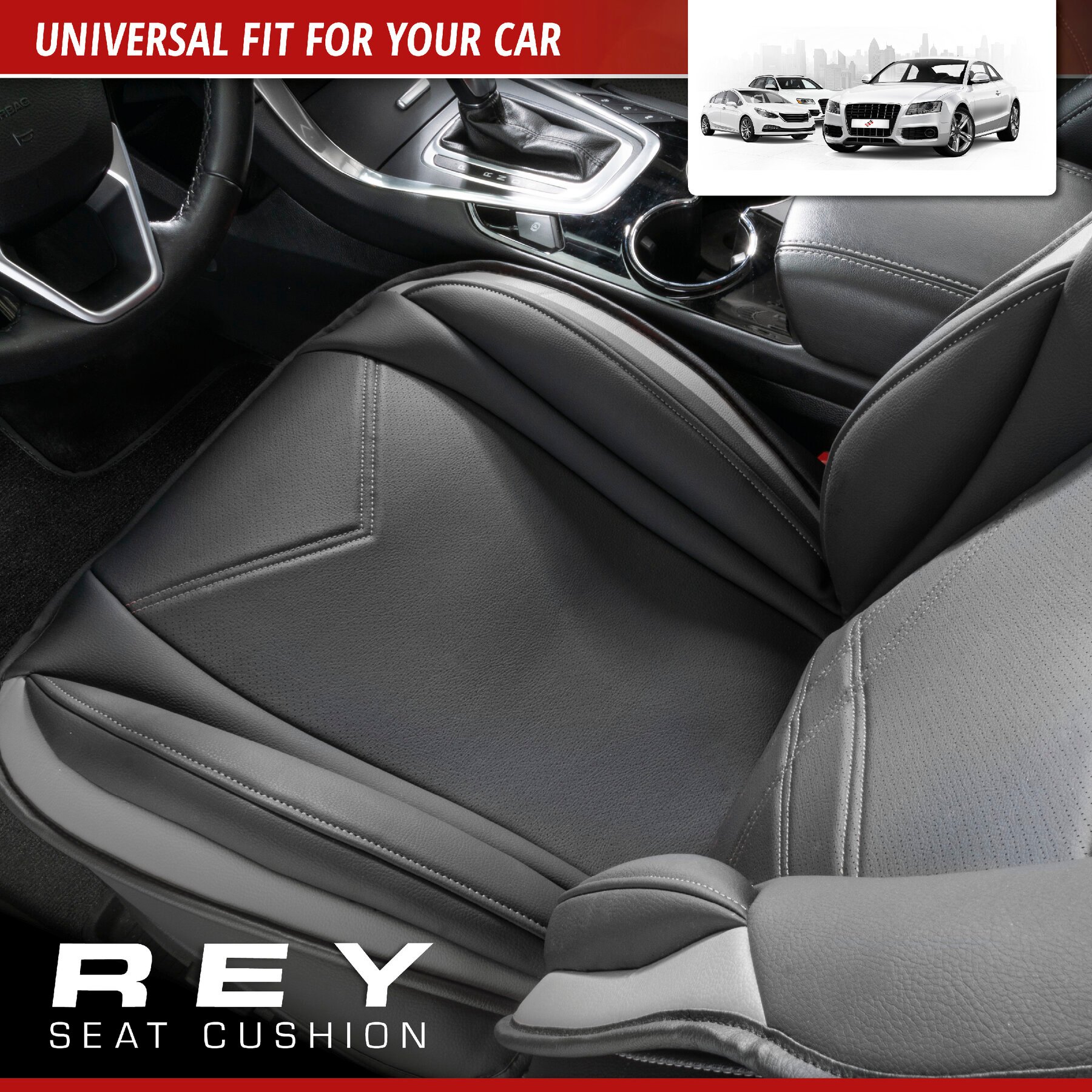 Rey car seat cushion in black-grey