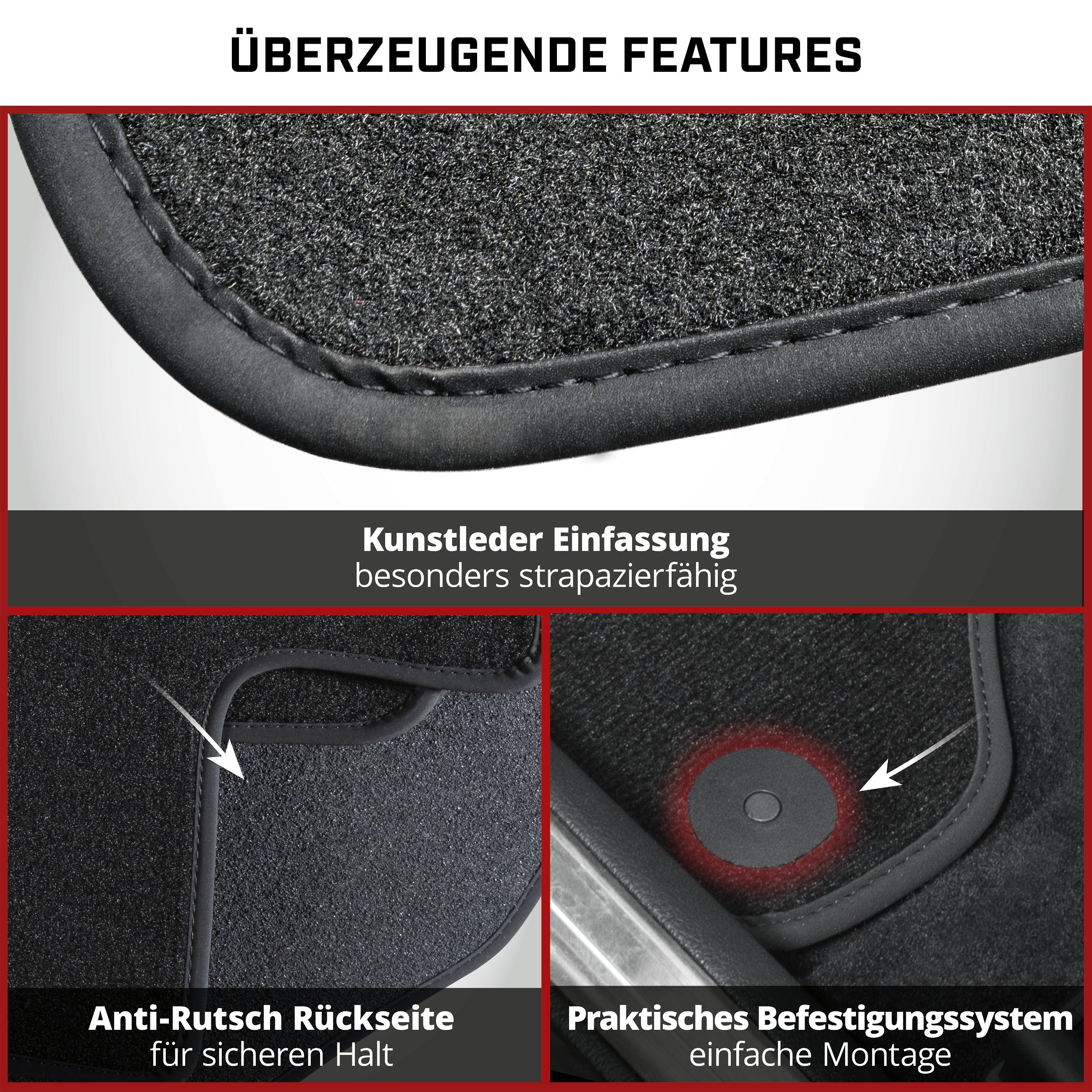 Premium Fußmatten für Mercedes-Benz GLK (X204) 06/2008 - 12/2015