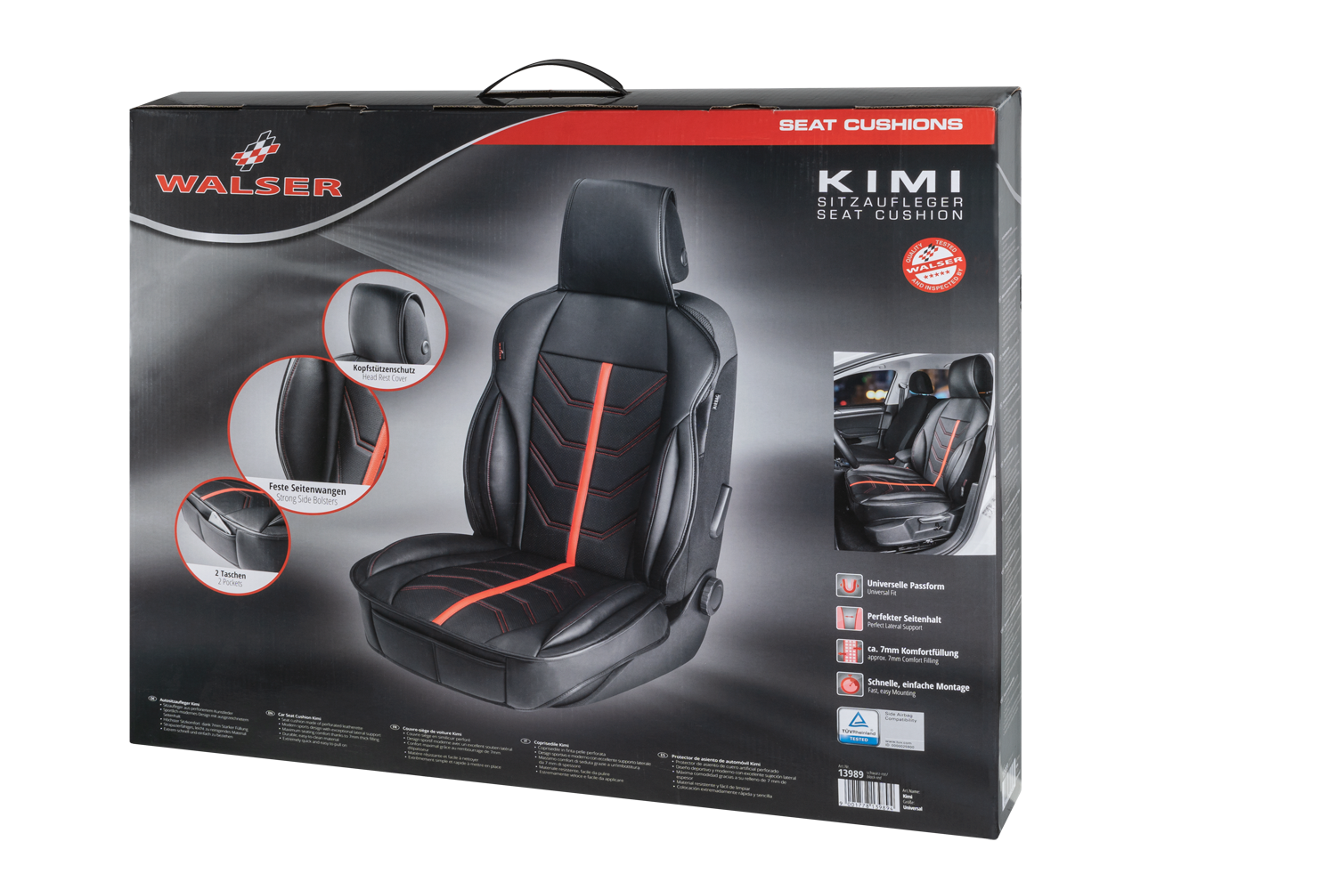 Car Seat cover Kimi, seat protector for cars in racing look black/red