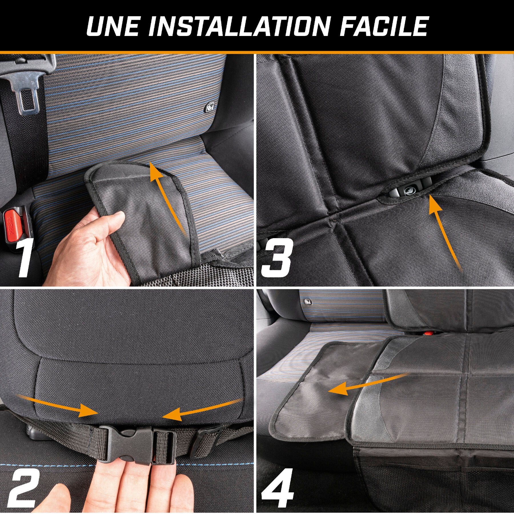 Coussin pour siège enfant Protect XL, tapis de protection pour siège enfant noir